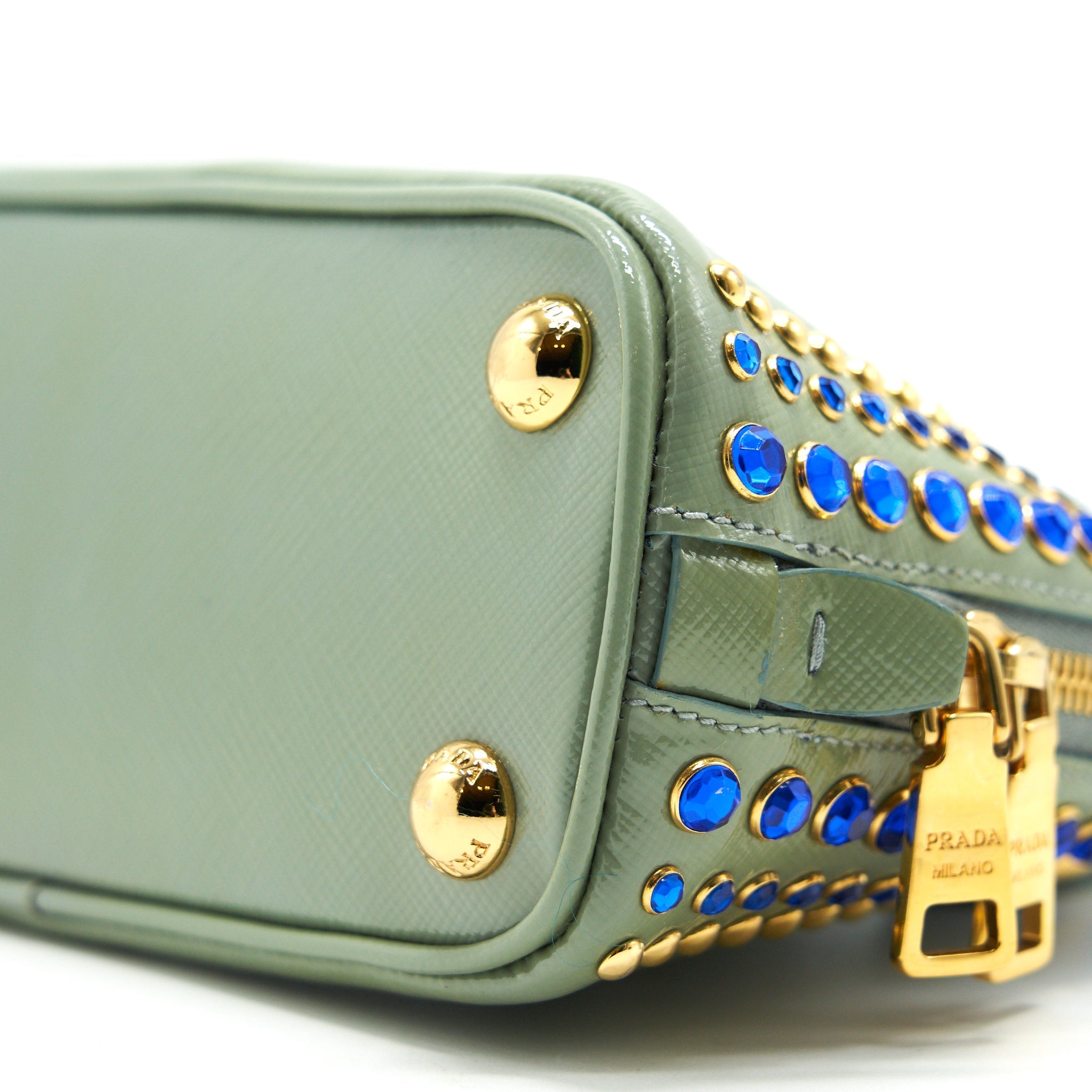 PRADA SAFFIANO MINI CROSSBODY BAG LIGHT GREEN