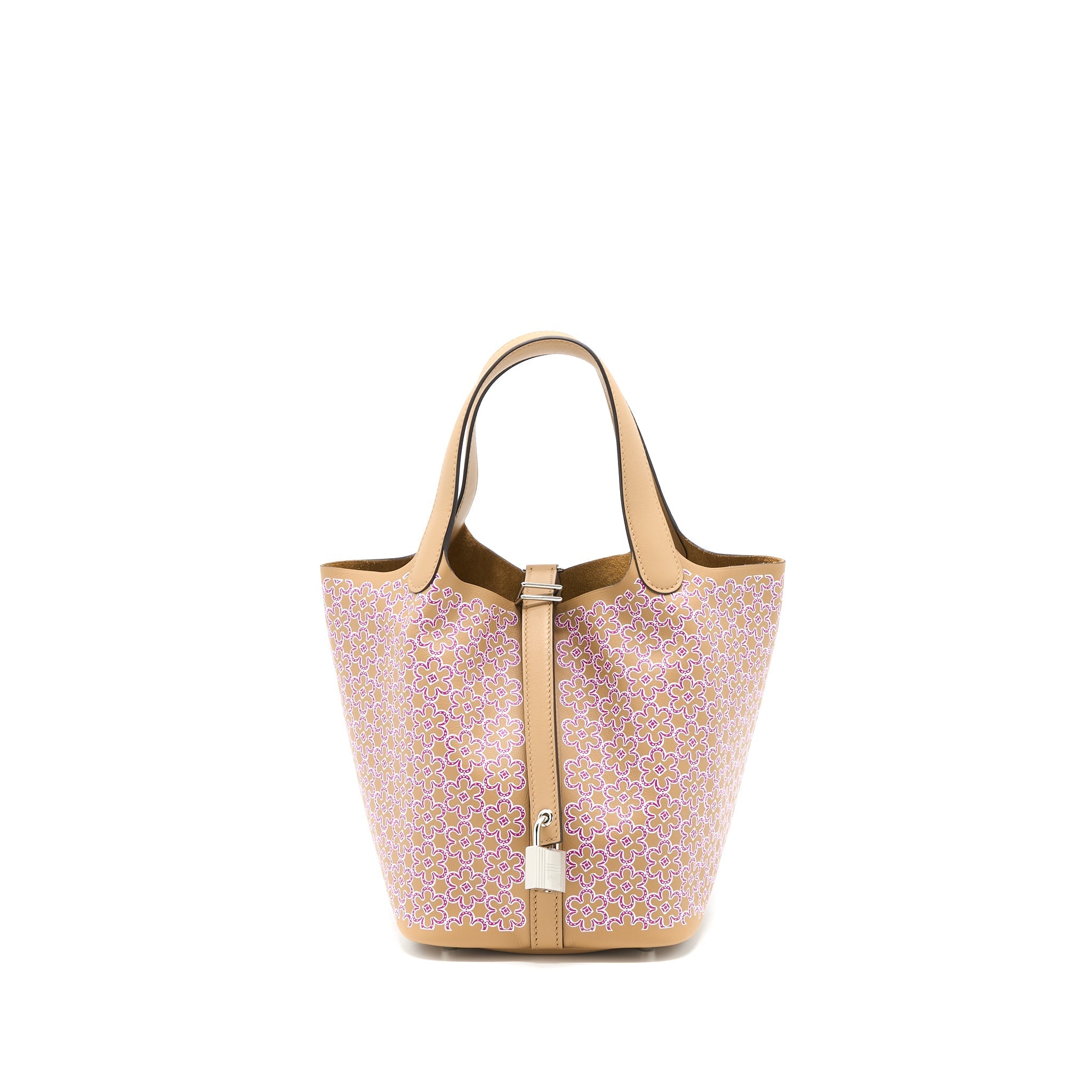 HERMES PICOTIN 18 LOCK BAG LUCKY DAISY SWIFT CHAI/ROSE/BLANC SHW