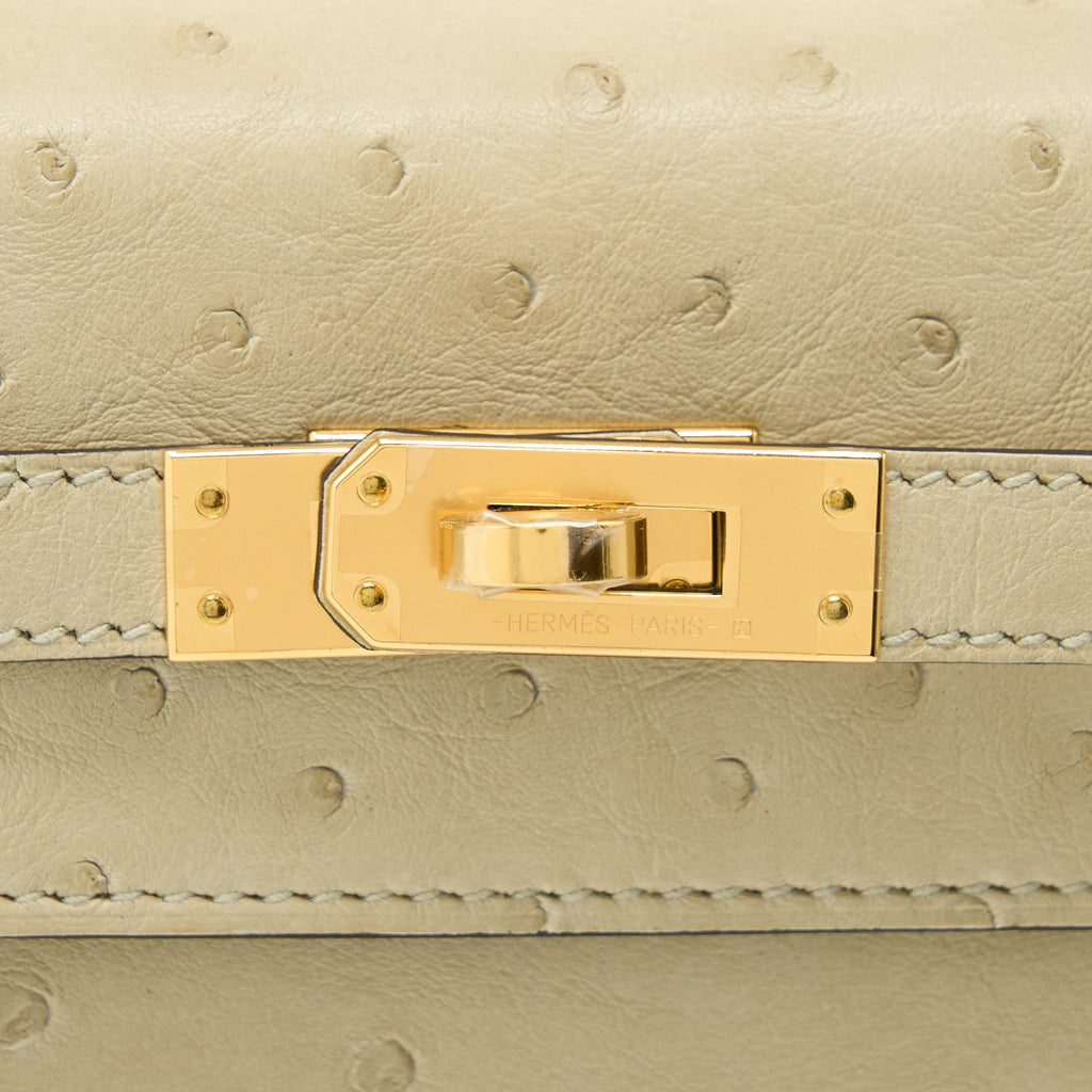 HERMES KELLY 25 OSTRICH 3C PARCHEMIN GHW