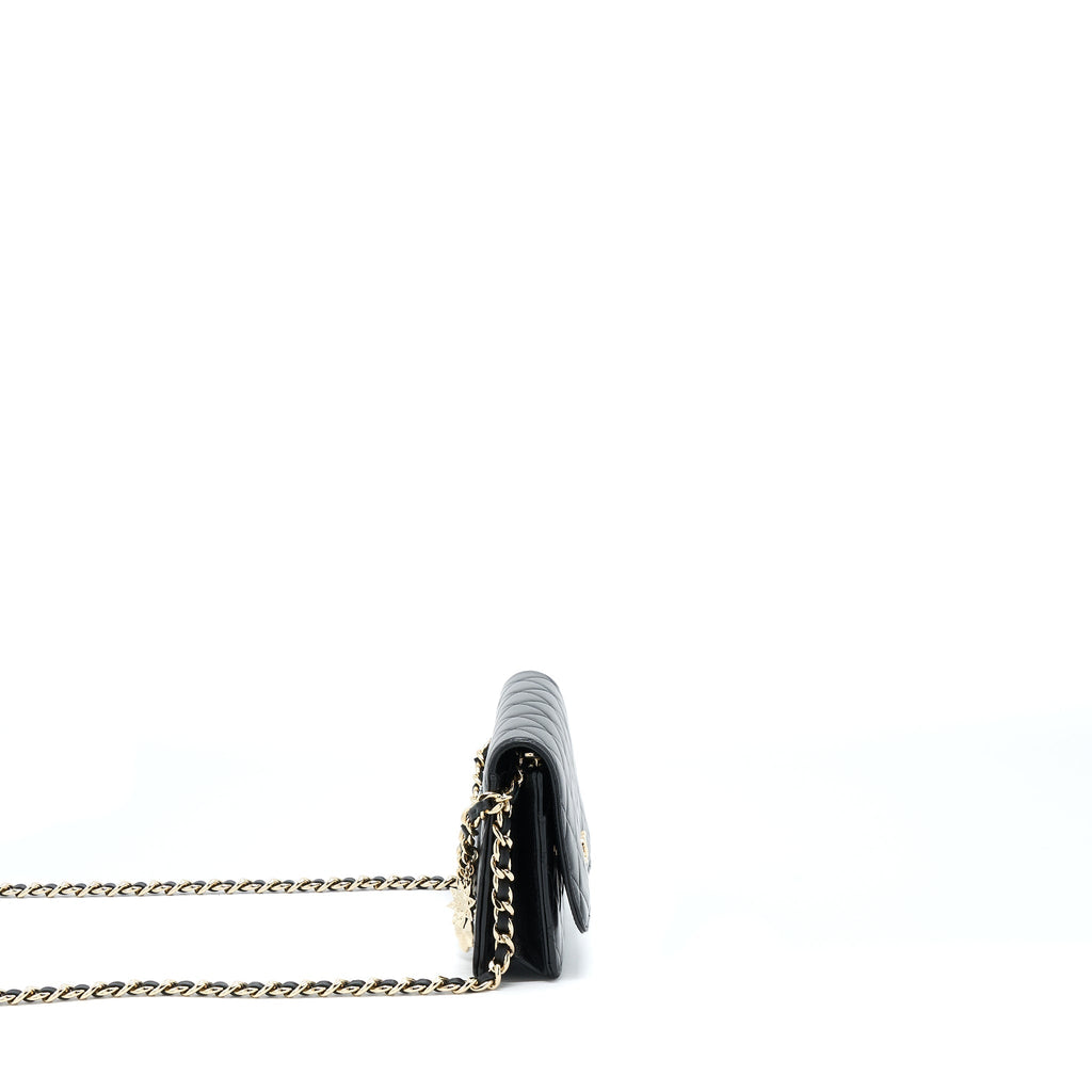 CHANEL COCO CHARM WALLET ON CHAIN LAMBSKIN BLACK LGHW