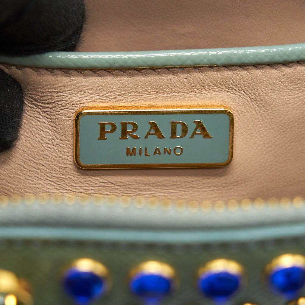 PRADA SAFFIANO MINI CROSSBODY BAG LIGHT GREEN