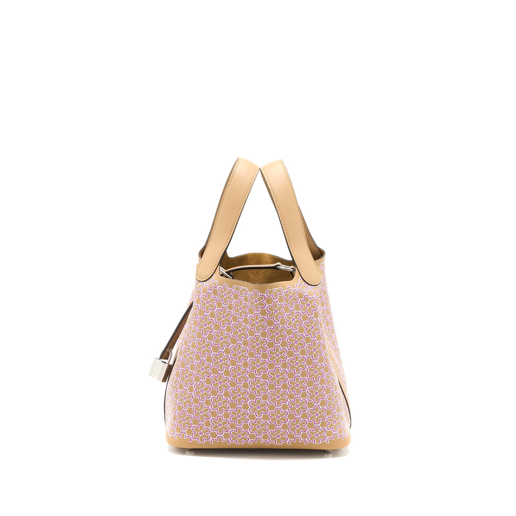 HERMES PICOTIN 18 LOCK BAG LUCKY DAISY SWIFT CHAI/ROSE/BLANC SHW