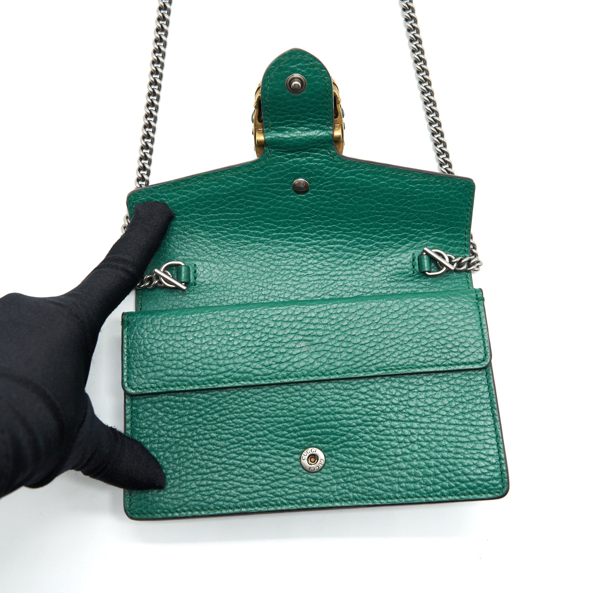 GUCCI DIONYSUS SUPER MINI BAG GREEN GOLD/SLIVER HARDWARE
