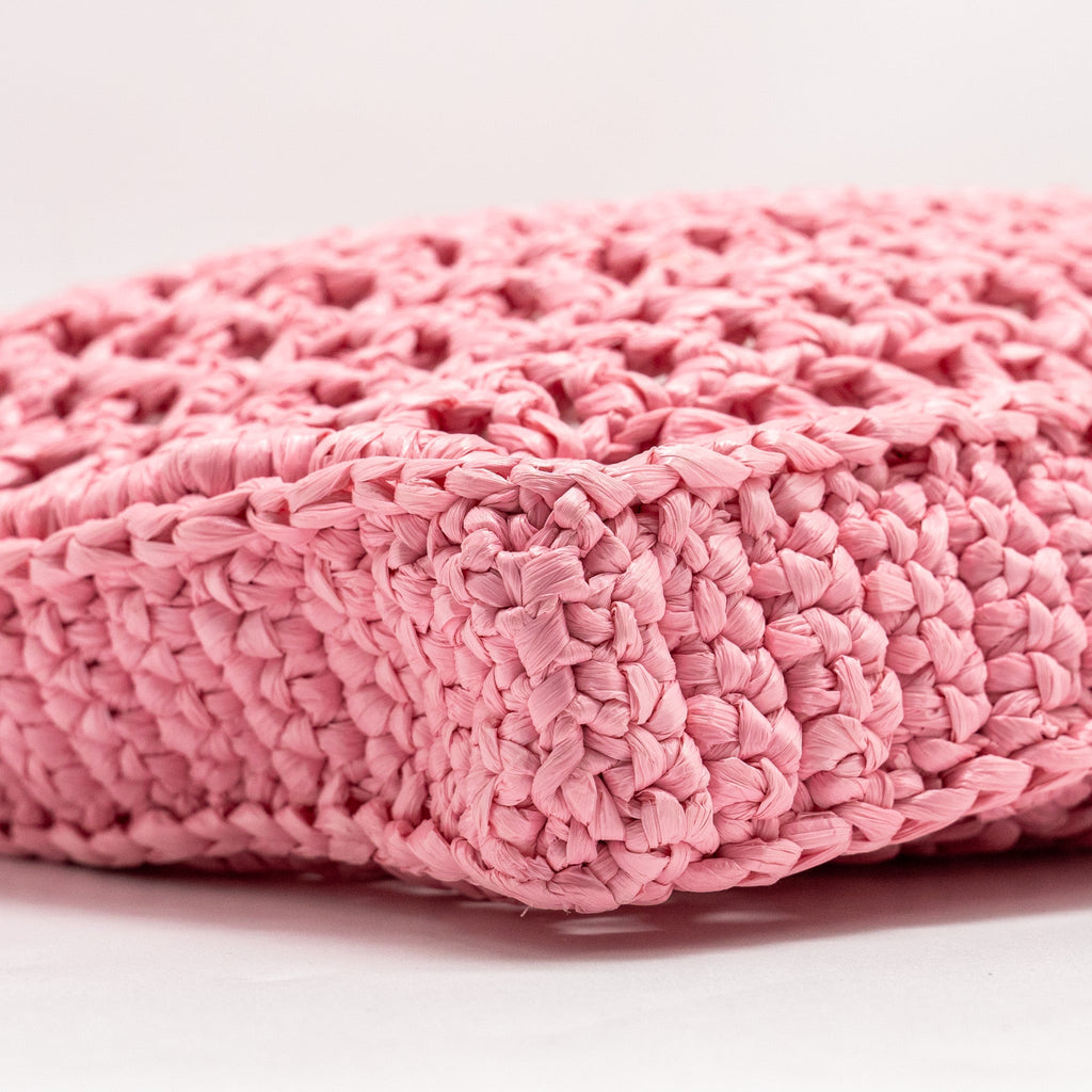 PRADA CROCHET TOTE BAG RAFFIA PINK
