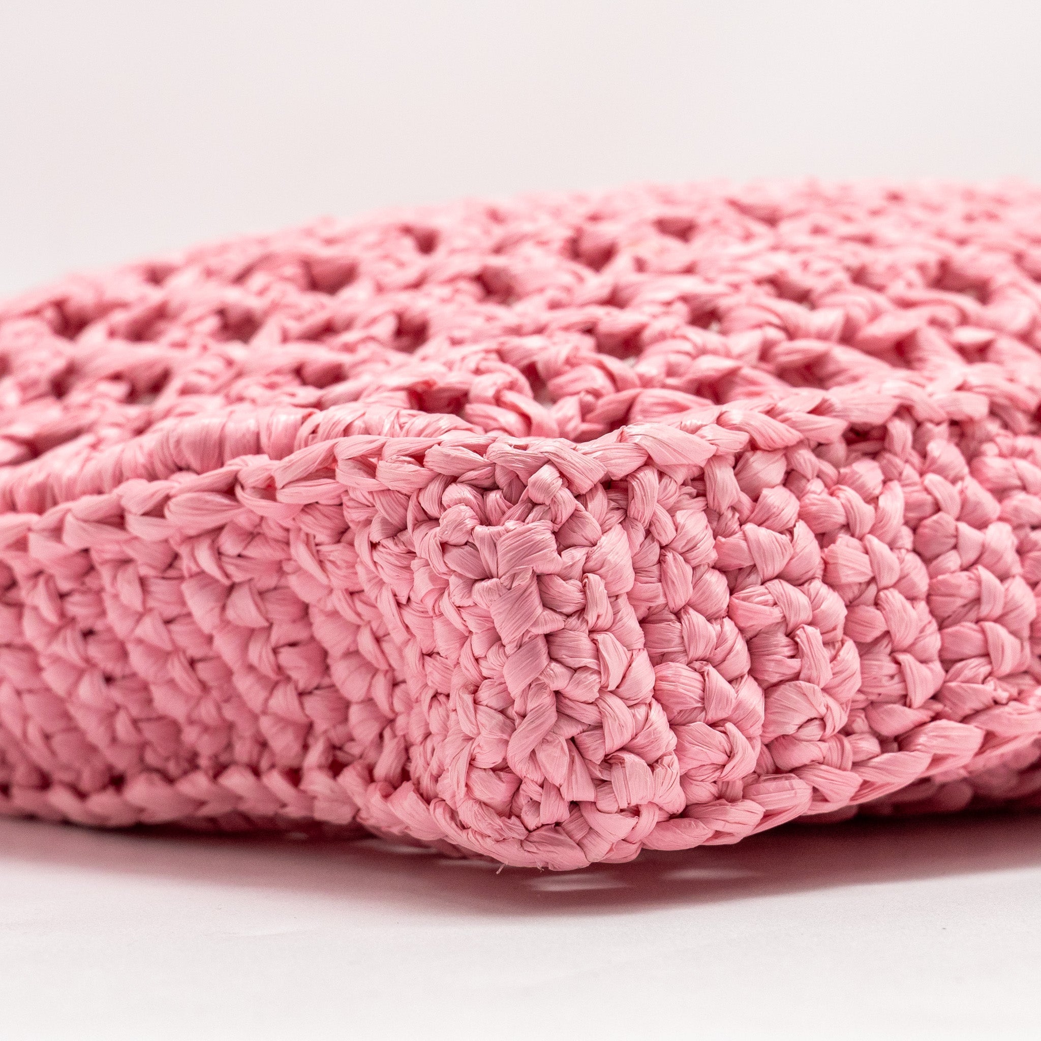 PRADA CROCHET TOTE BAG RAFFIA PINK