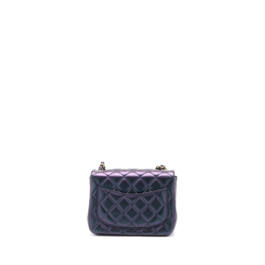 CHANEL 22B MINI SQUARE PEARLY LAMBSKIN BLACK LGHW (MICROCHIP)