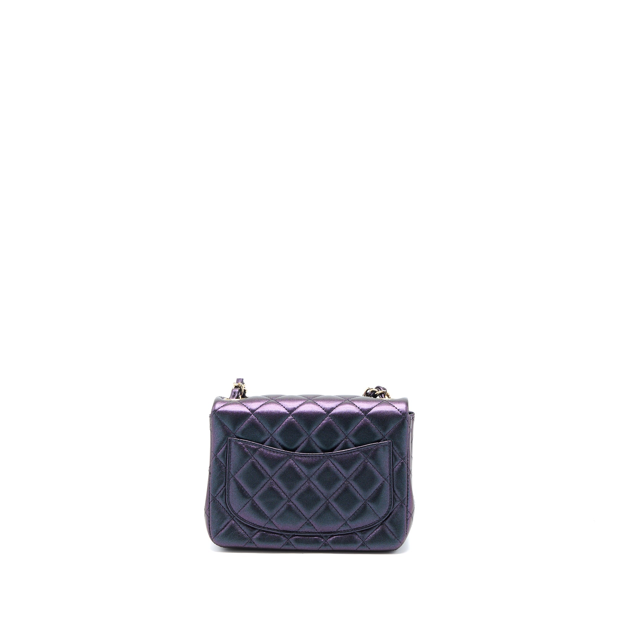 CHANEL 22B MINI SQUARE PEARLY LAMBSKIN BLACK LGHW (MICROCHIP)