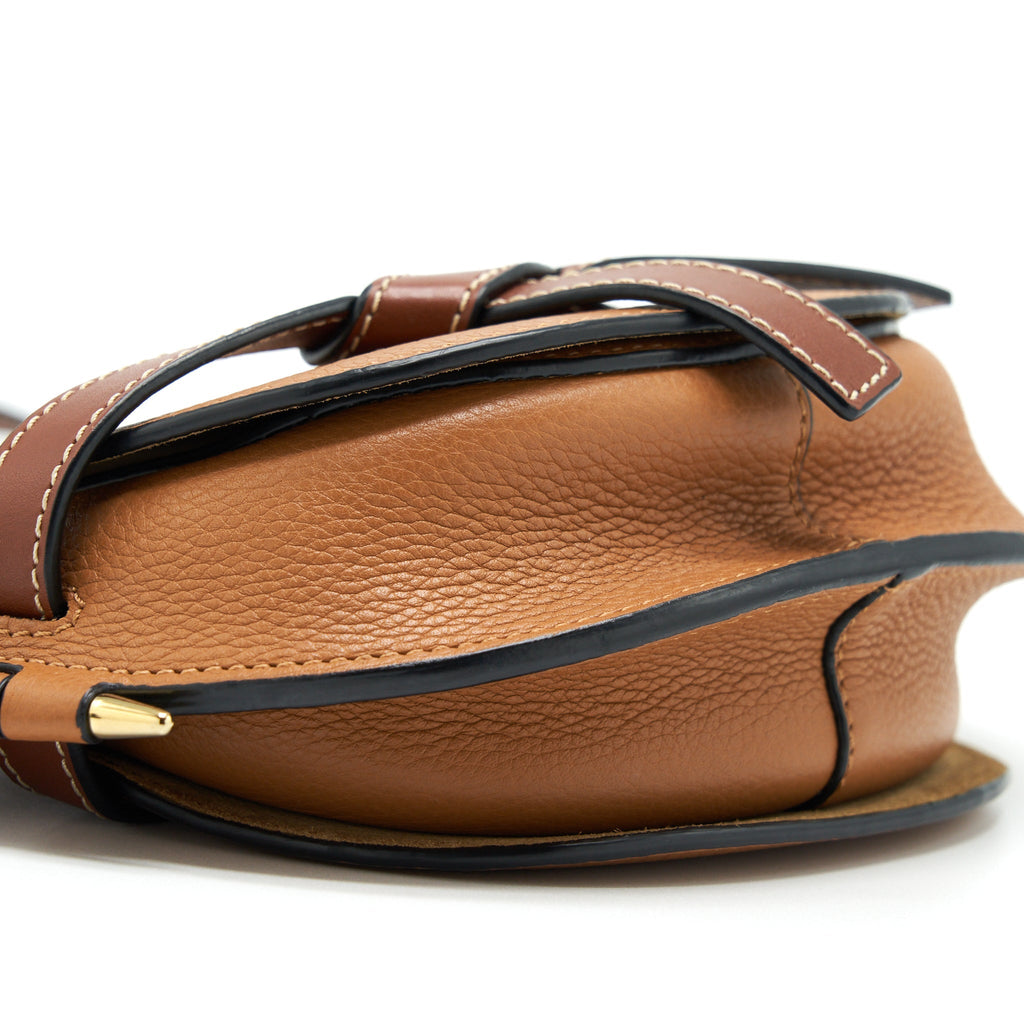 LOEWE MINI GATE BAG GRAIN CALFSKIN TAN GHW