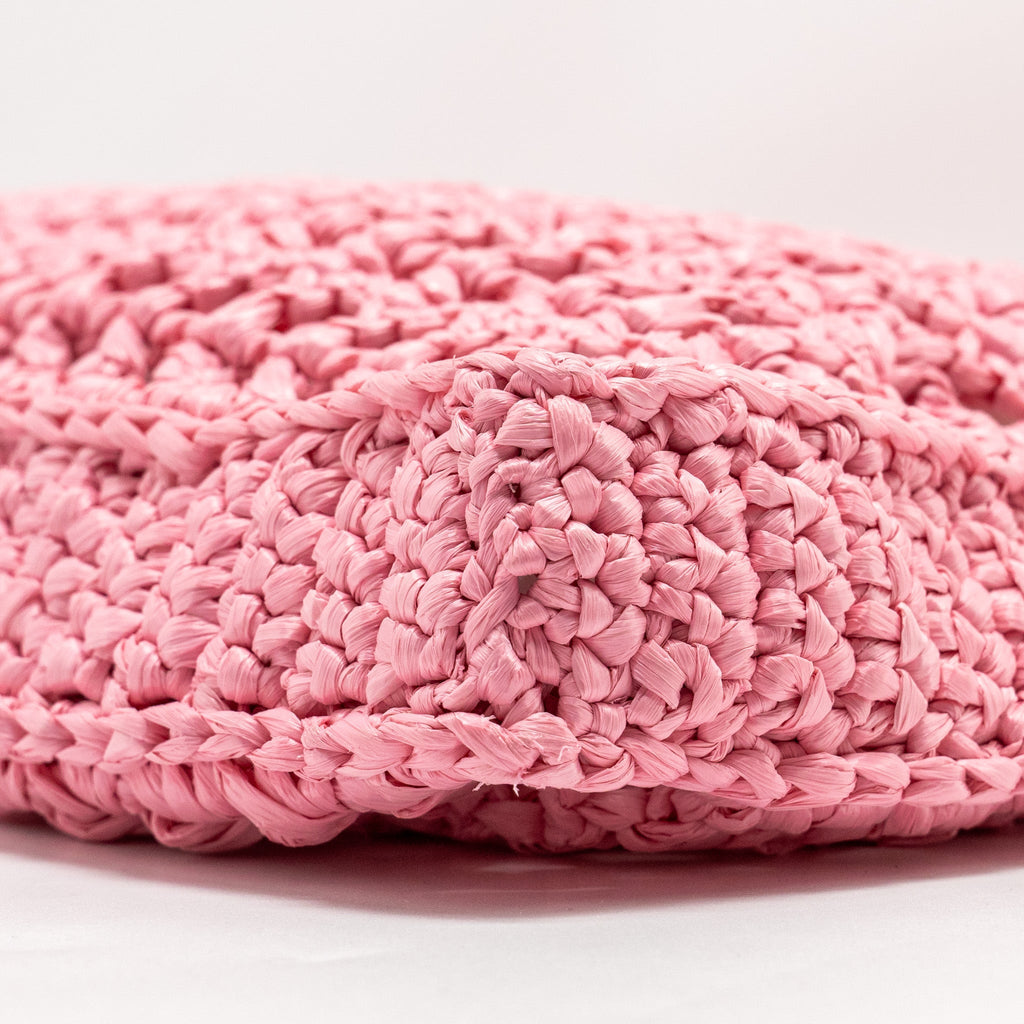 PRADA CROCHET TOTE BAG RAFFIA PINK