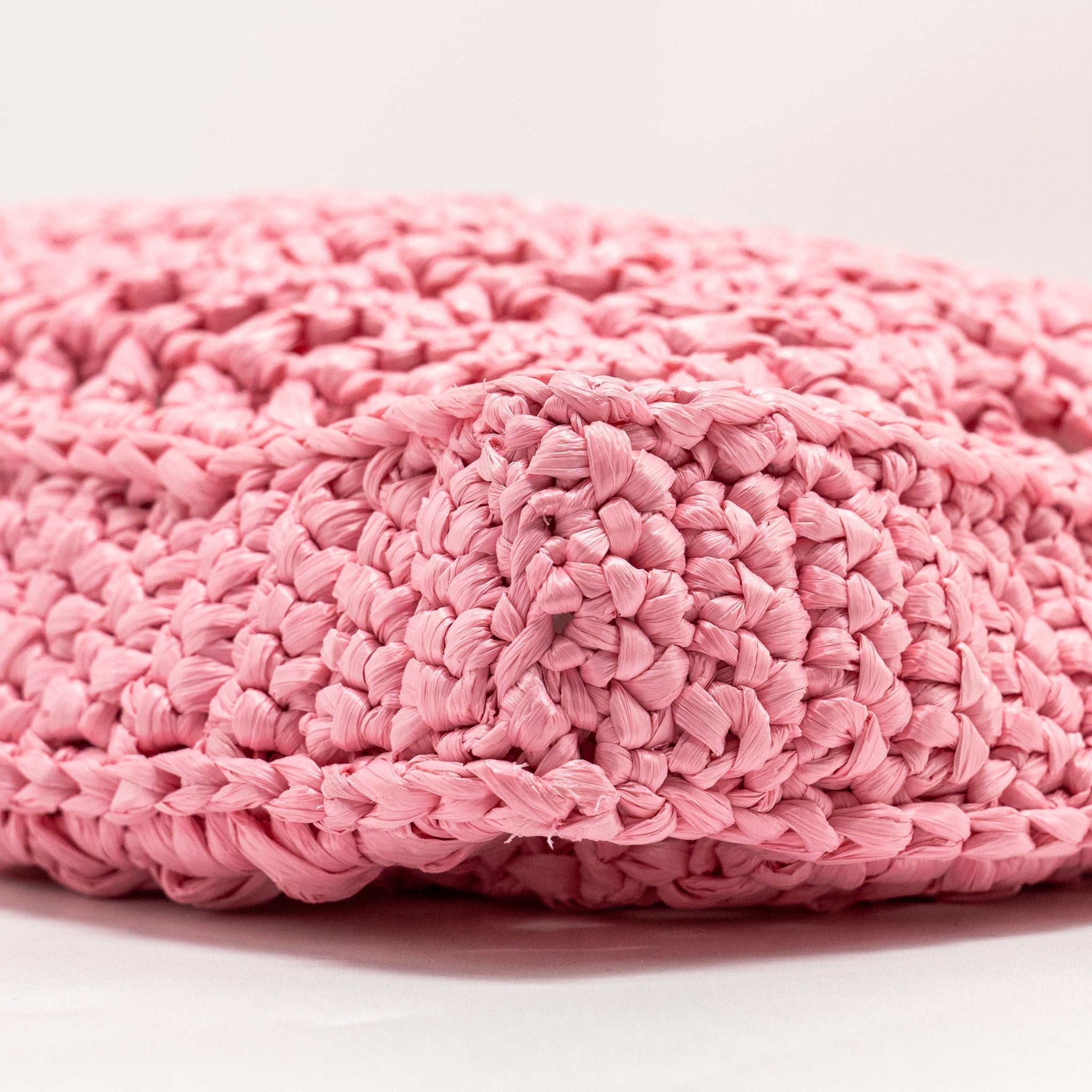 PRADA CROCHET TOTE BAG RAFFIA PINK