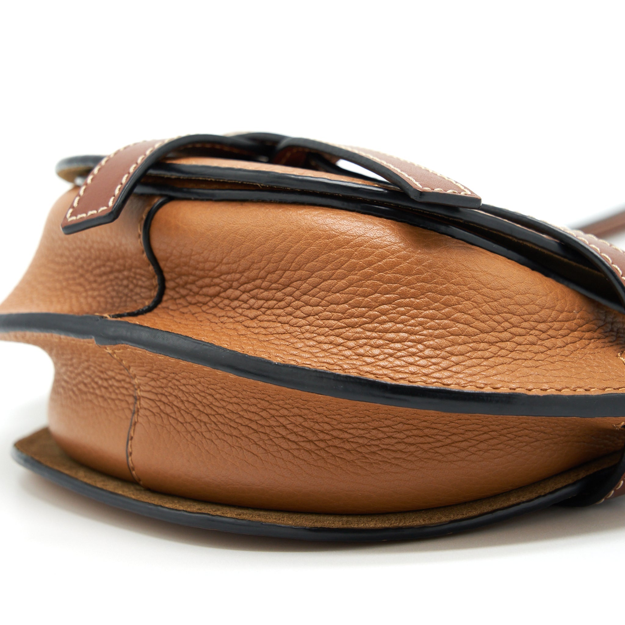 LOEWE MINI GATE BAG GRAIN CALFSKIN TAN GHW