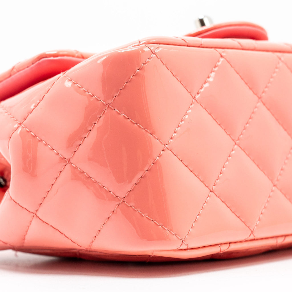 CHANEL MINI SQUARE FLAP BAG PATENT PINK SHW