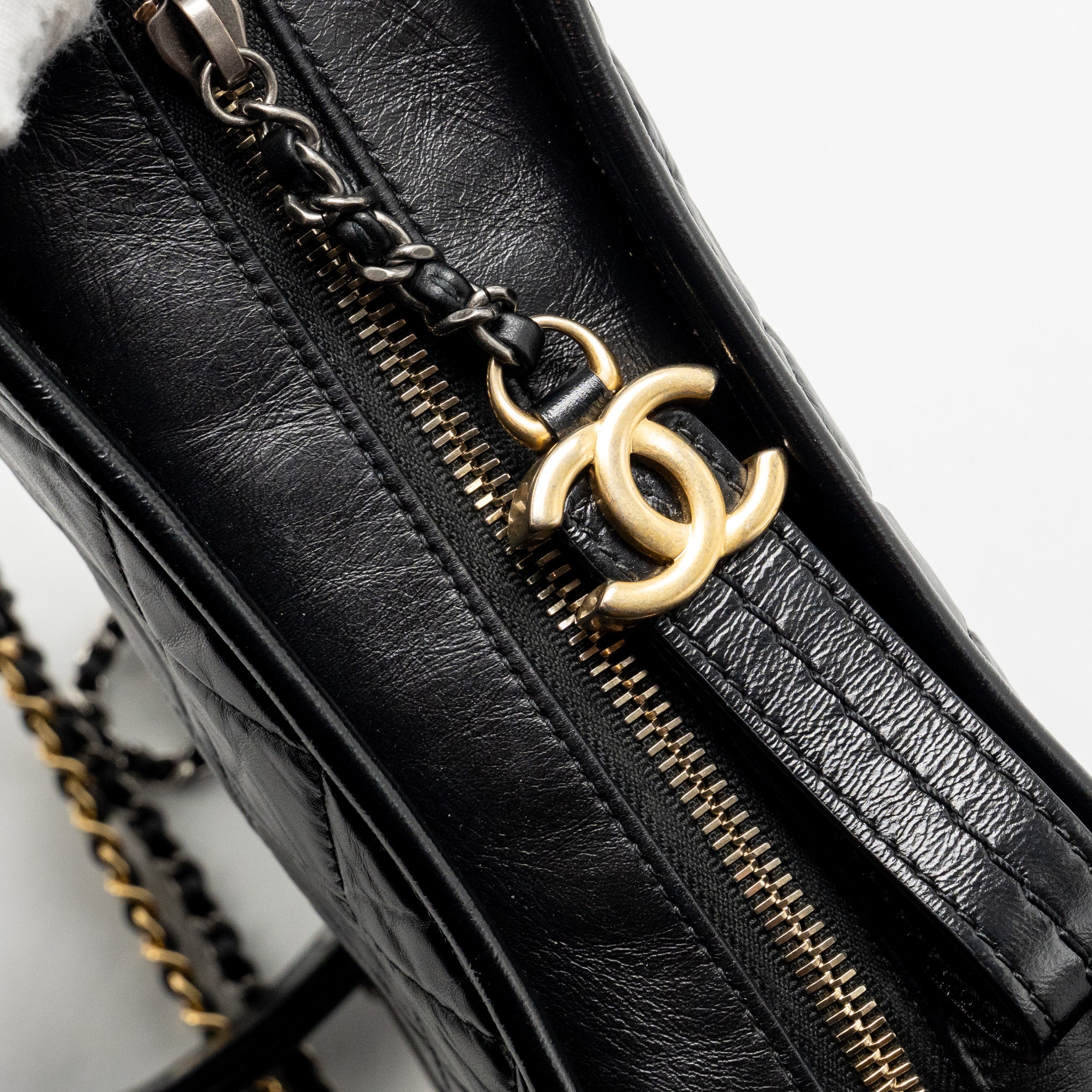 CHANEL SMALL GABRIELLE HOBO BAG AGED CALFSKIN BLACK MULTICOLOURED HARDWARE