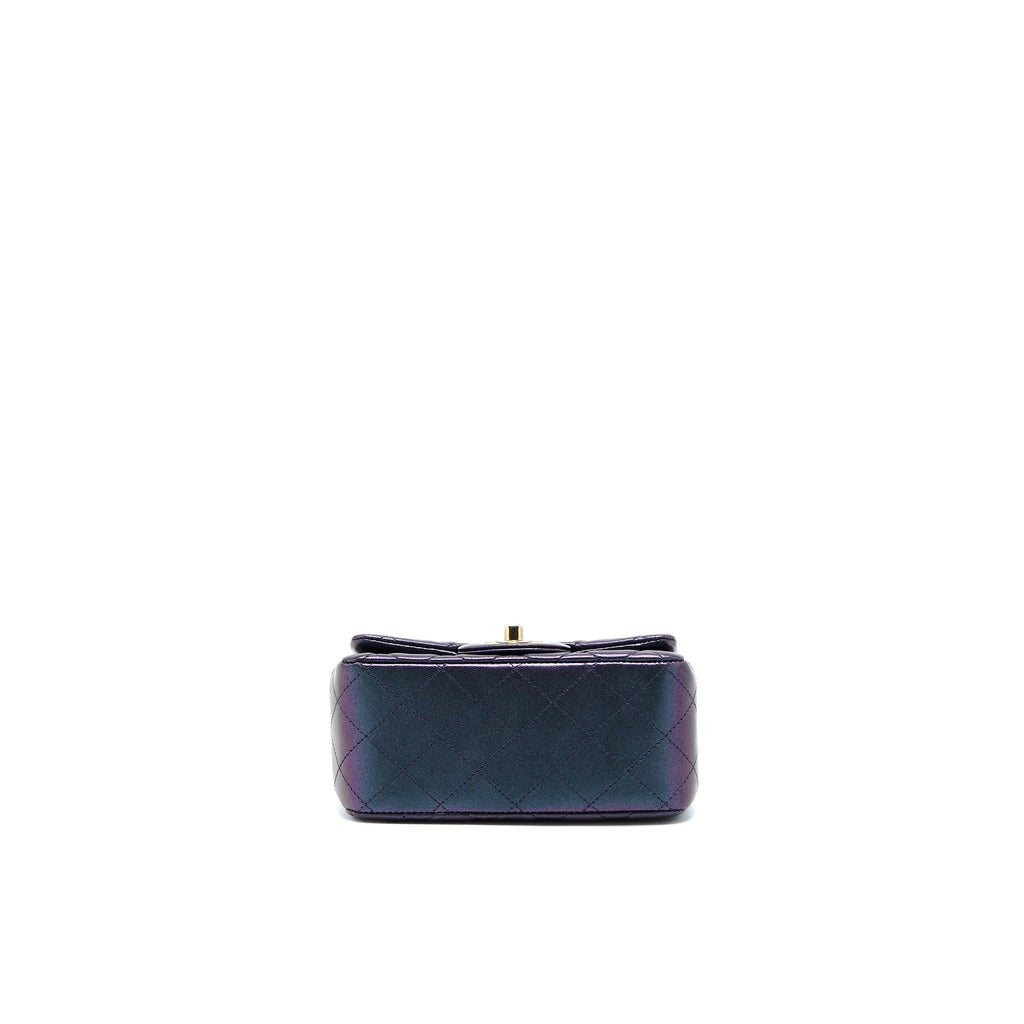 CHANEL 22B MINI SQUARE PEARLY LAMBSKIN BLACK LGHW (MICROCHIP)