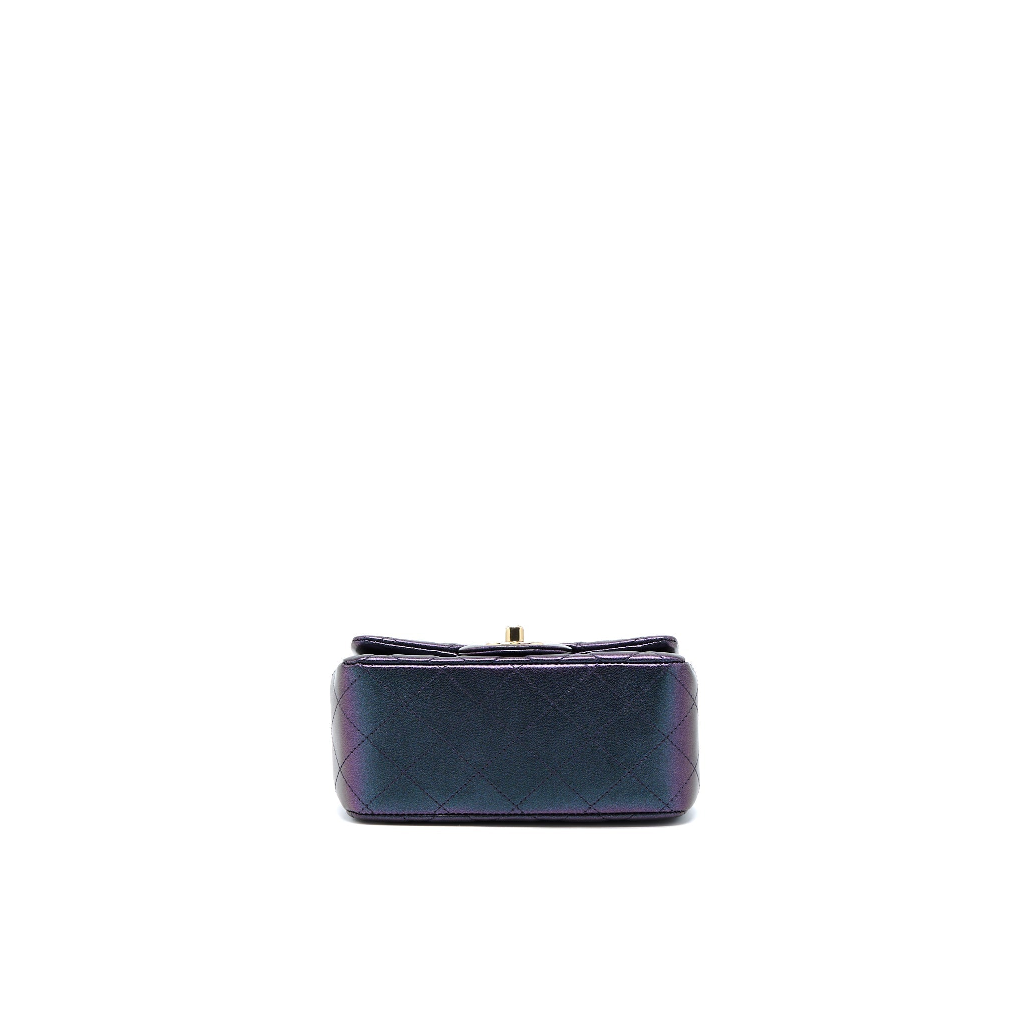 CHANEL 22B MINI SQUARE PEARLY LAMBSKIN BLACK LGHW (MICROCHIP)