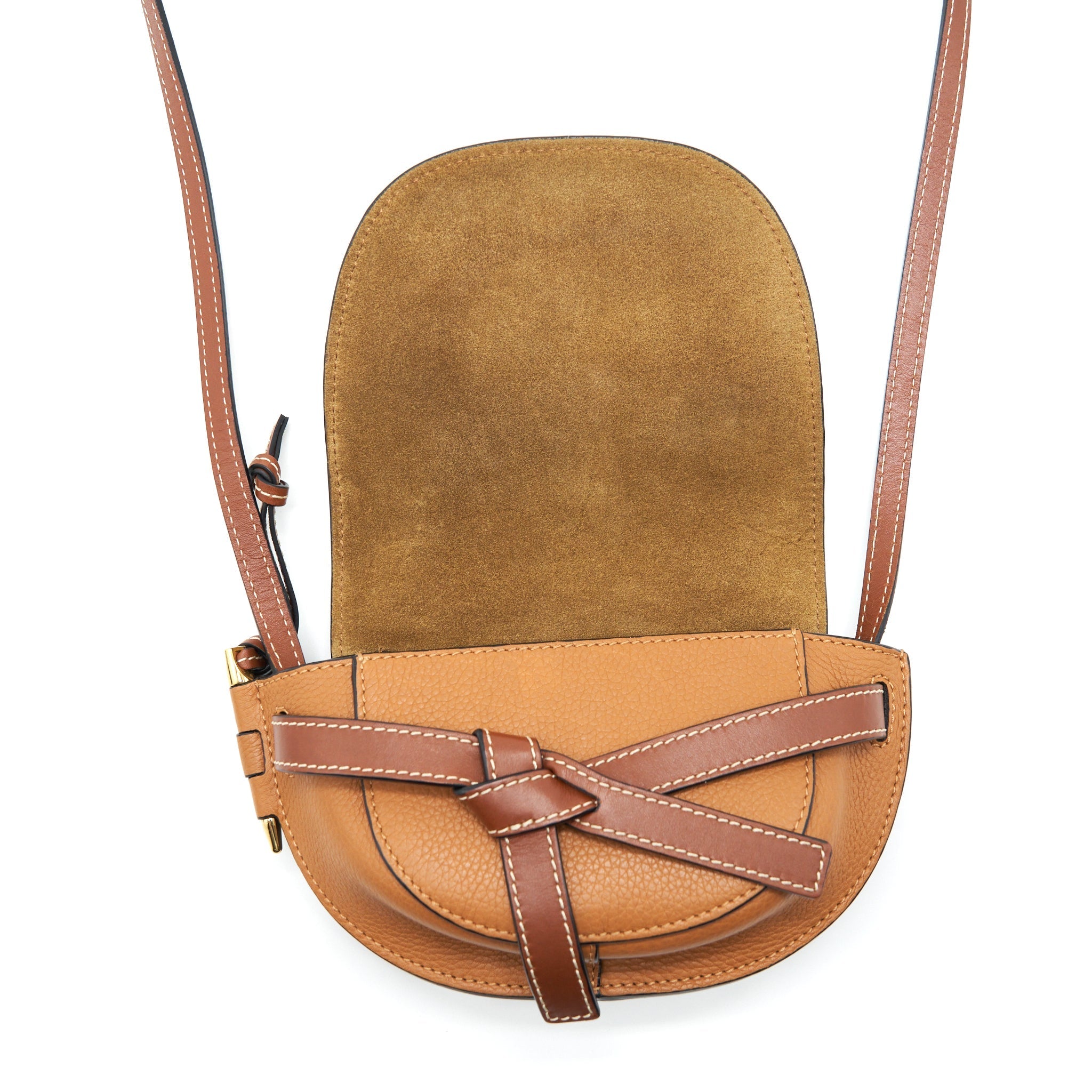 LOEWE MINI GATE BAG GRAIN CALFSKIN TAN GHW