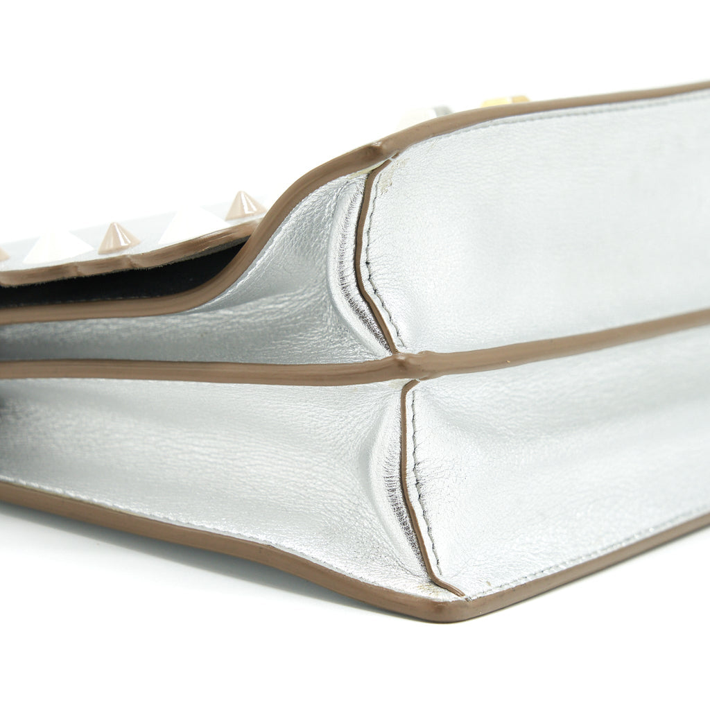 FENDI KAN I BAG METALLIC SLIVER/MULTICOLOR WITH GOLD AND SILVER HARDWARE
