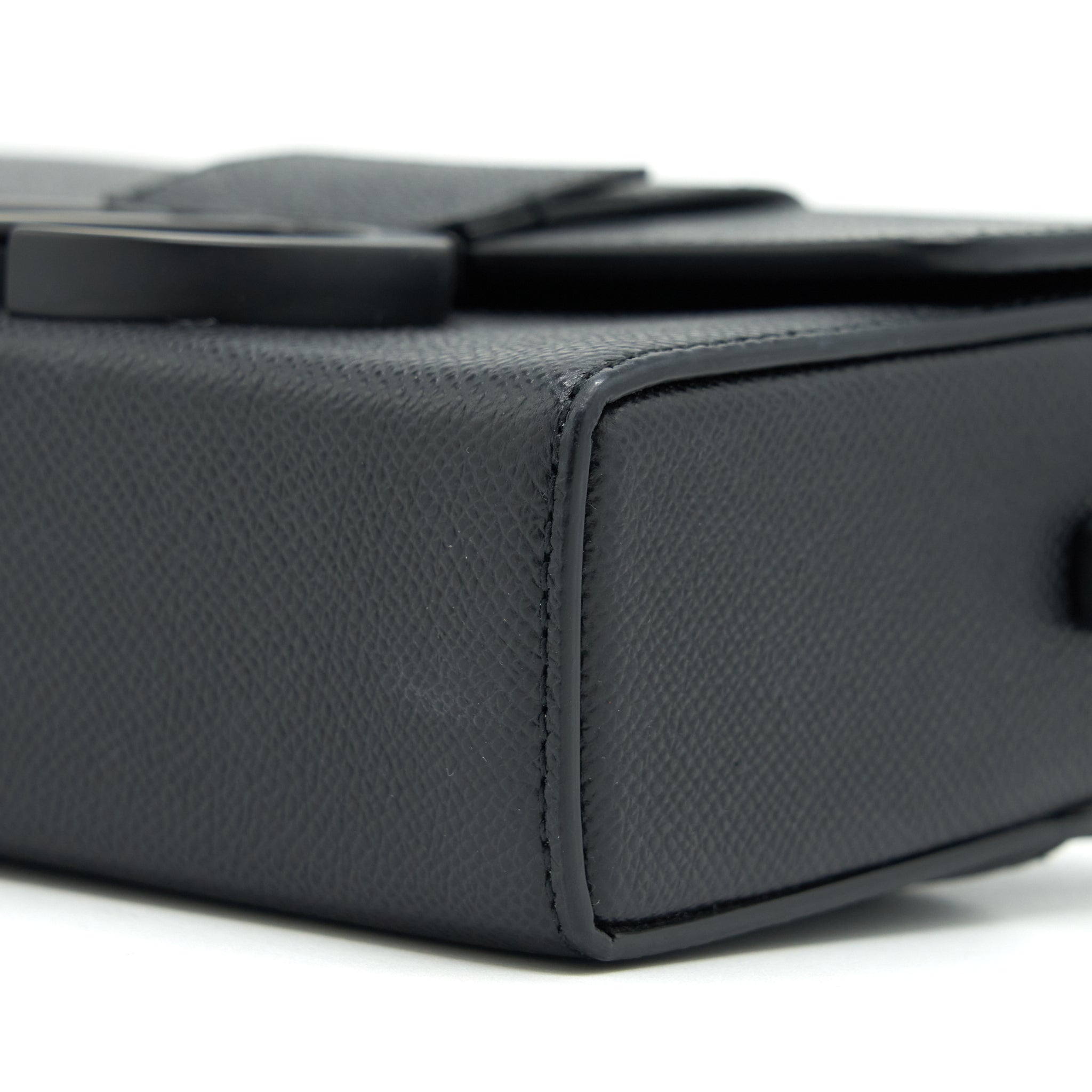 DIOR 30 MINI MONTAIGN BOX GRAINED CALFSKIN BLACK WITH BLACK HARDWARE