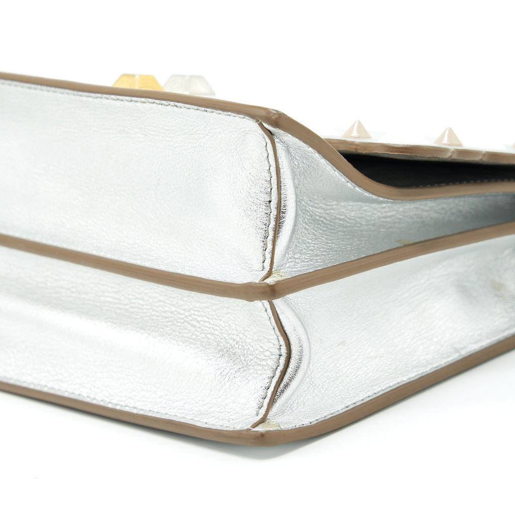 FENDI KAN I BAG METALLIC SLIVER/MULTICOLOR WITH GOLD AND SILVER HARDWARE
