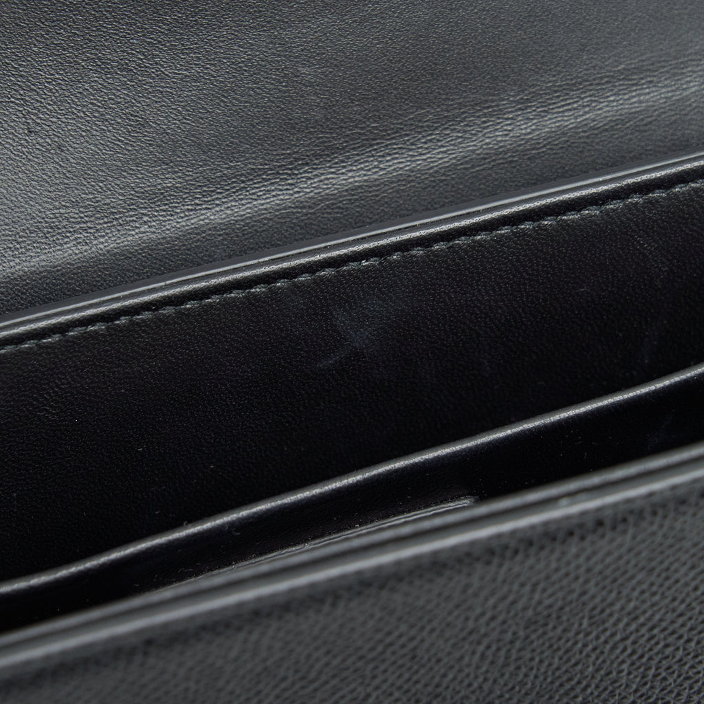 DIOR 30 MINI MONTAIGN BOX GRAINED CALFSKIN BLACK WITH BLACK HARDWARE