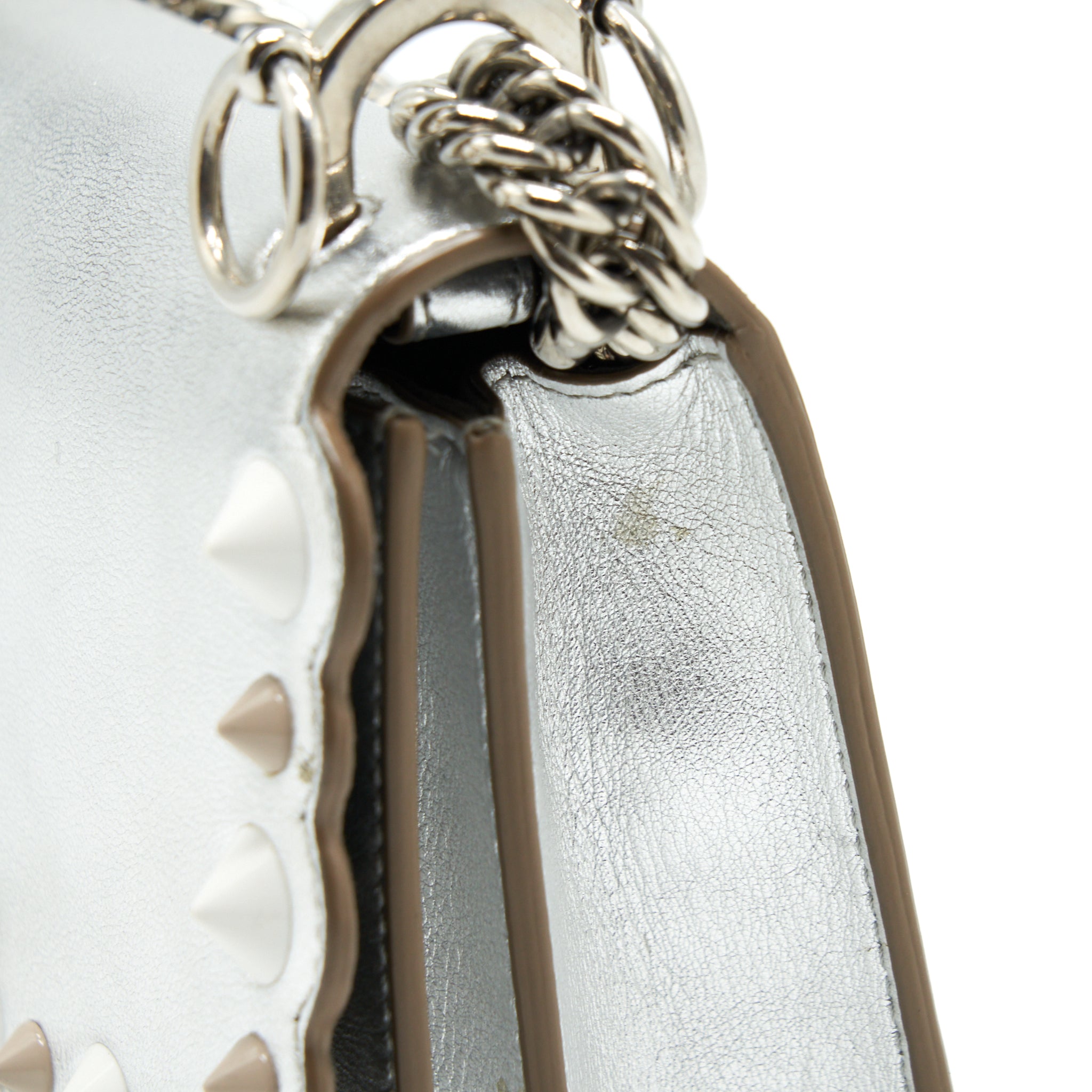 FENDI KAN I BAG METALLIC SLIVER/MULTICOLOR WITH GOLD AND SILVER HARDWARE