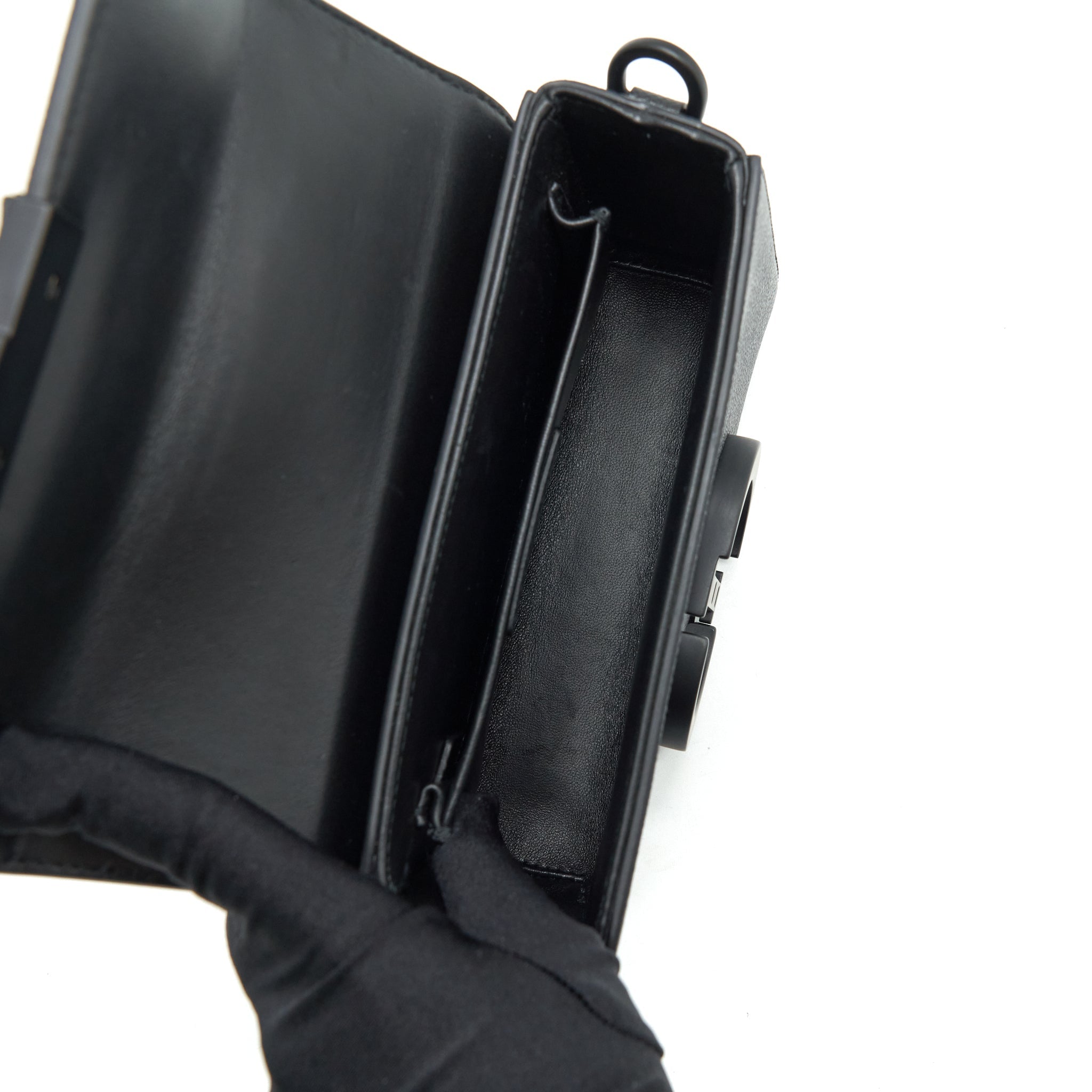 DIOR 30 MINI MONTAIGN BOX GRAINED CALFSKIN BLACK WITH BLACK HARDWARE