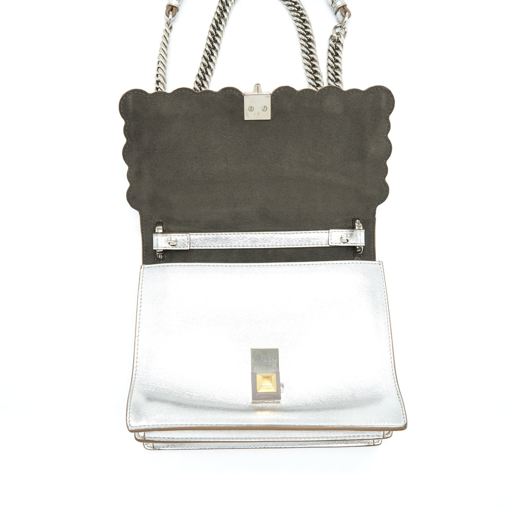 FENDI KAN I BAG METALLIC SLIVER/MULTICOLOR WITH GOLD AND SILVER HARDWARE
