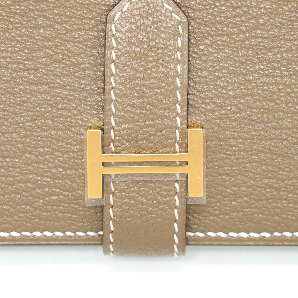 HERMES BEARN MINI WALLET MYSORE GOATSKIN ETOUPE GHW