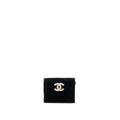 CHANEL FLAP CARD HOLDER GIANT CC LOGO VELVET BLACK LGHW