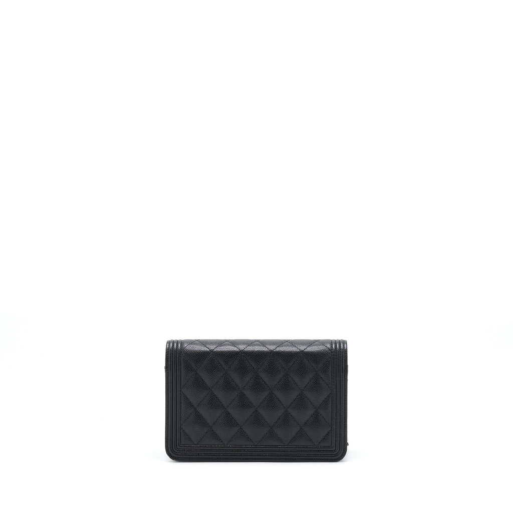 CHANEL BOY WALLET ON CHAIN CAVIAR BLACK LGHW