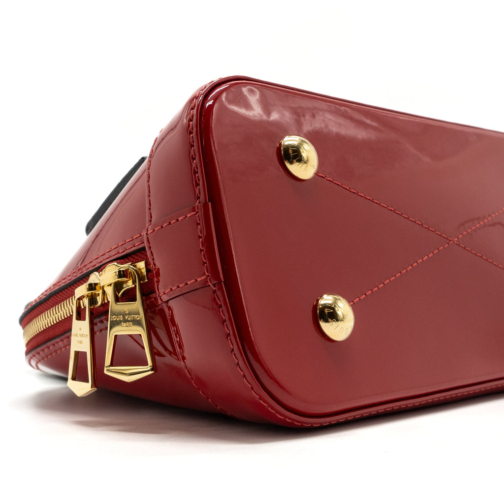 LOUIS VUITTON ALMA BB LIMITED EDITION VERNI MIROIR PATENT RED/MONOGRAM CANVAS GHW