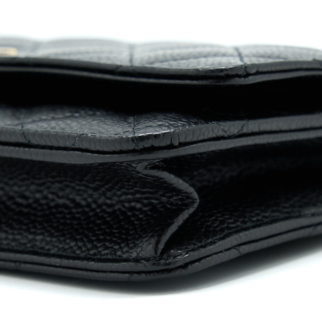 CHANEL CLASSIC WALLET ON CHAIN CAVIAR BLACK GHW (MICROCHIP)