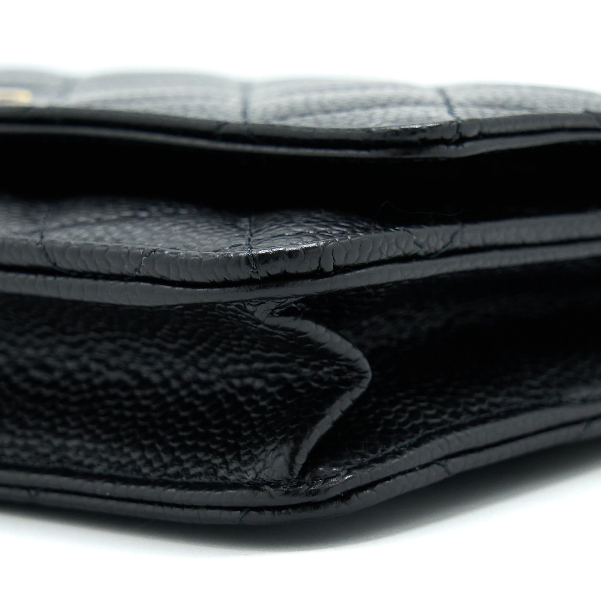 CHANEL CLASSIC WALLET ON CHAIN CAVIAR BLACK GHW (MICROCHIP)