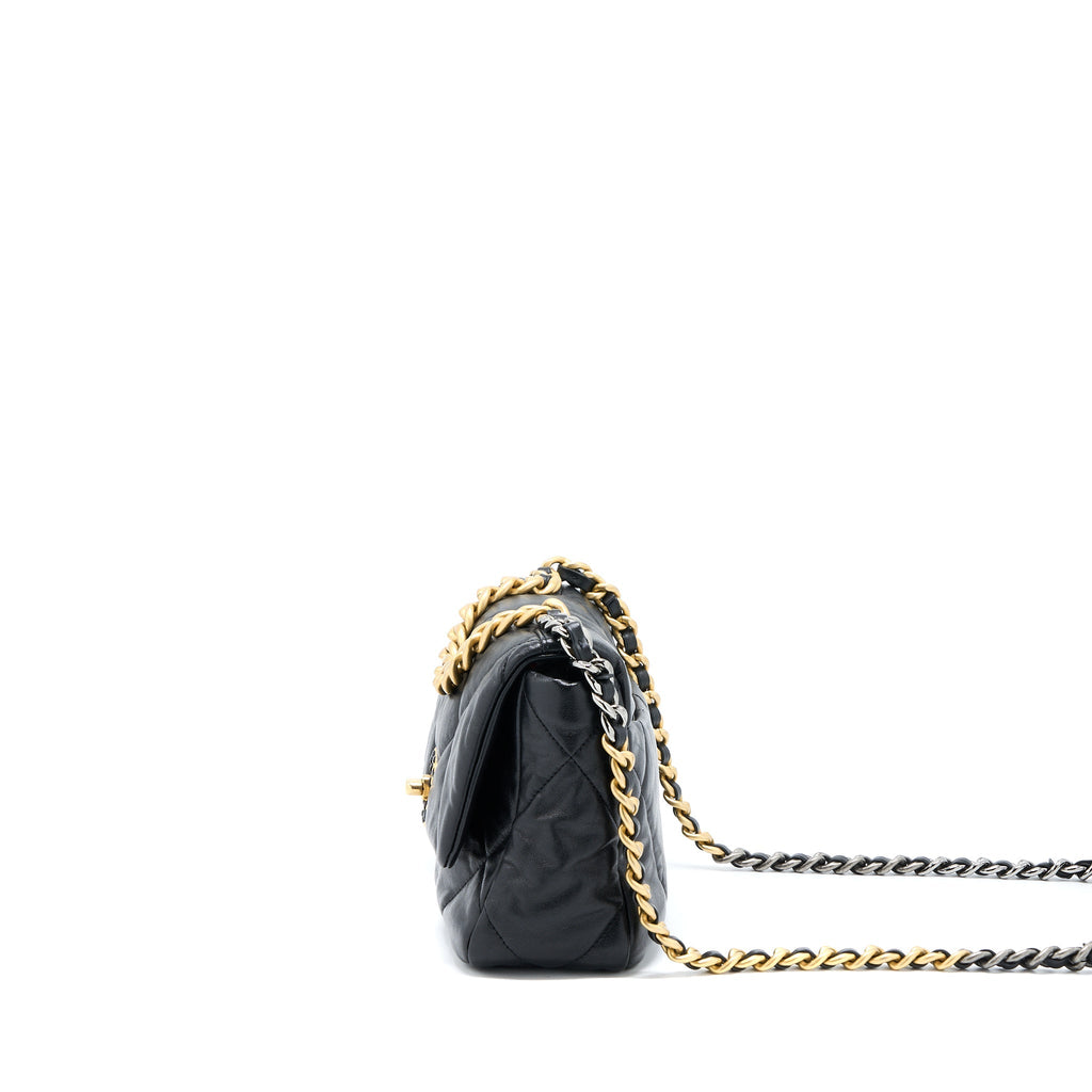 CHANEL SMALL 19 BAG GOATSKIN BLACK MULTICOLOUR HARDWARE