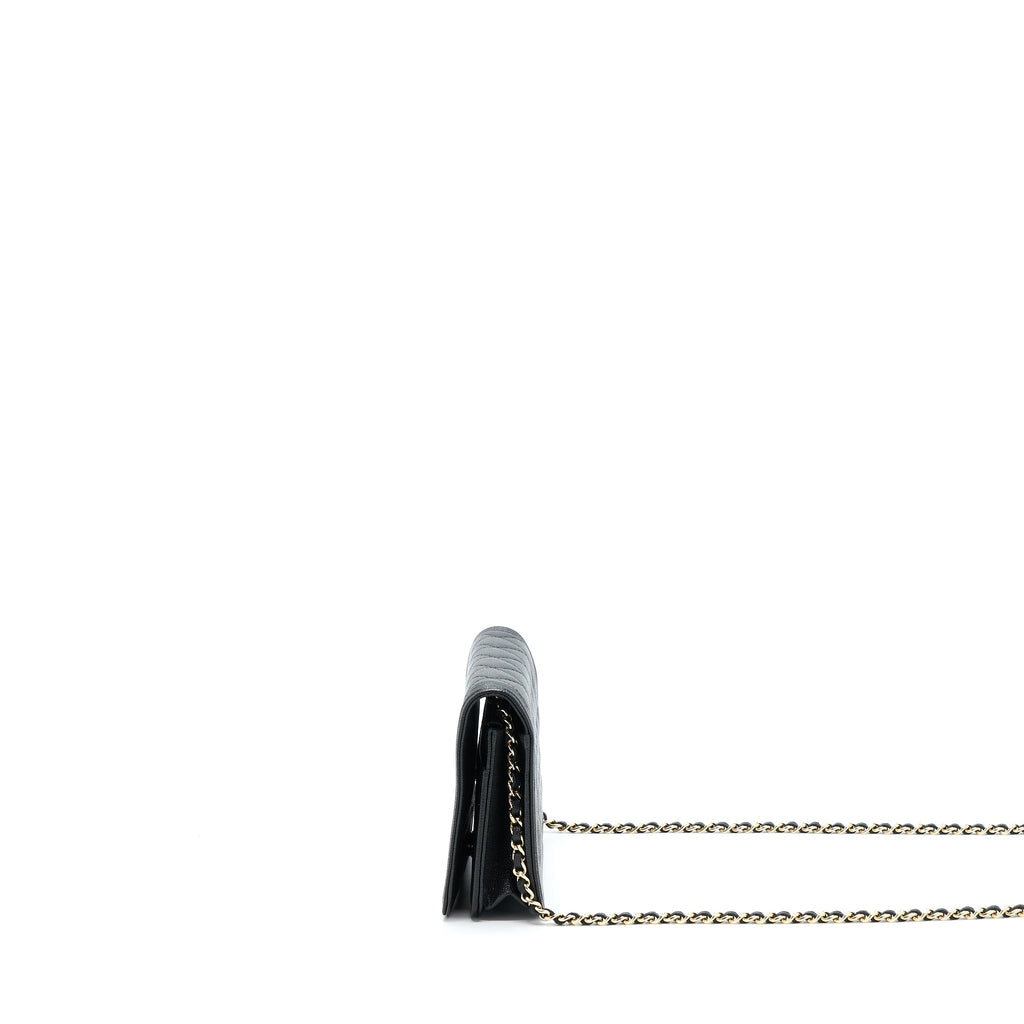 CHANEL BOY WALLET ON CHAIN CAVIAR BLACK LGHW