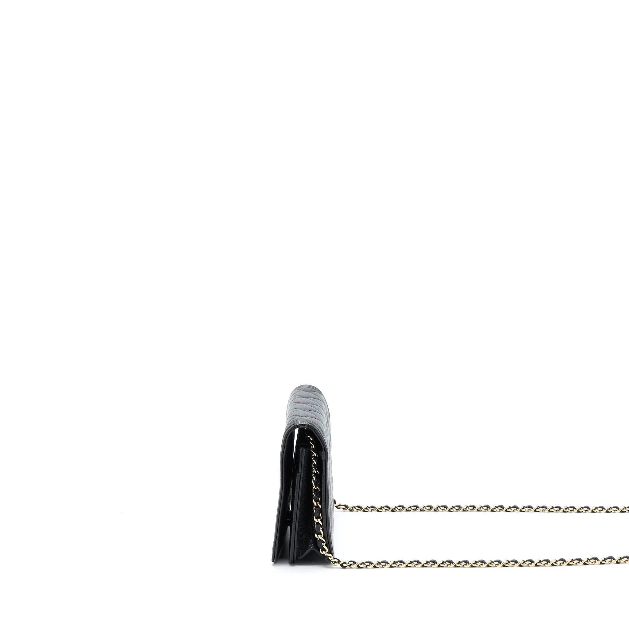 CHANEL BOY WALLET ON CHAIN CAVIAR BLACK LGHW