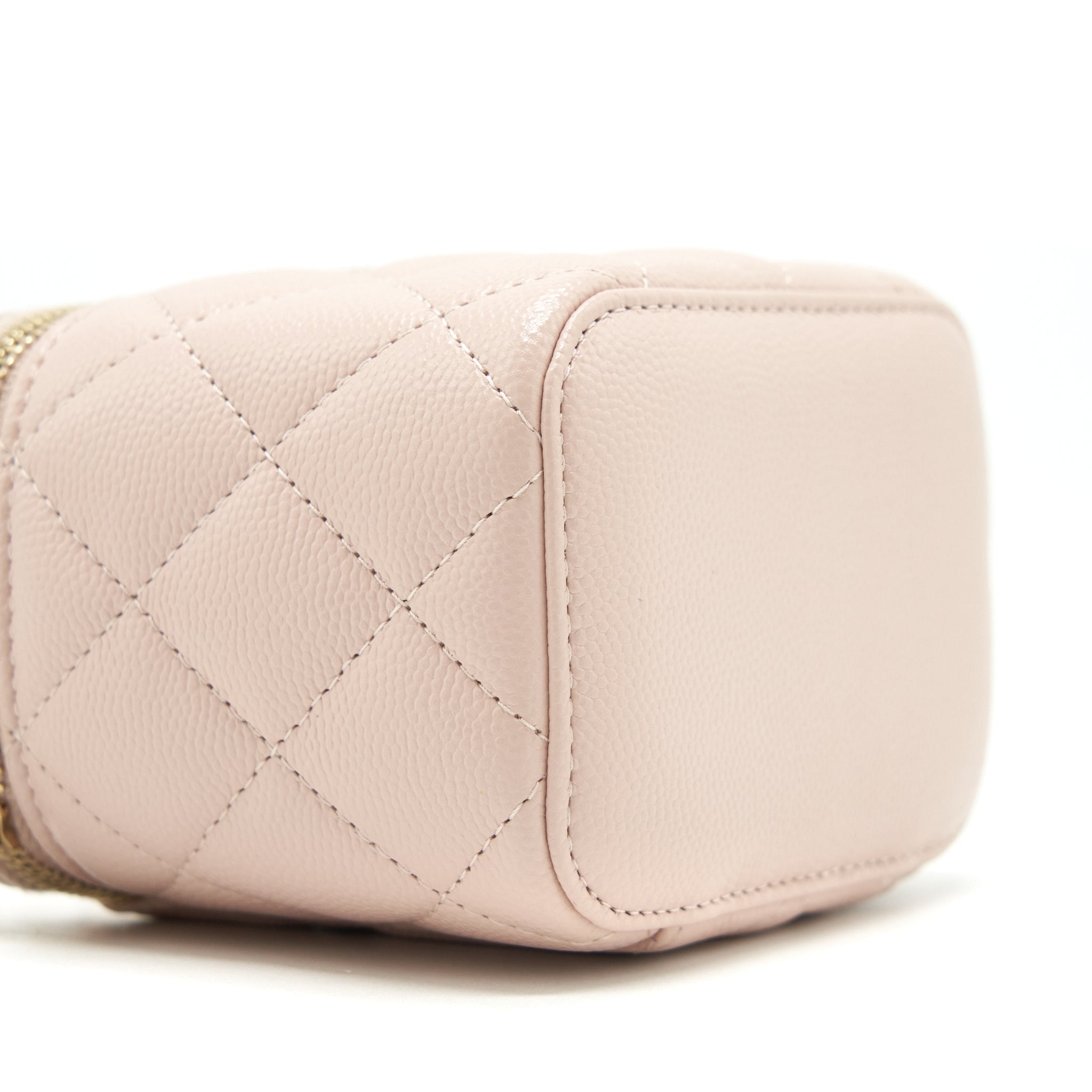CHANEL MINI VANITY CASE WITH CHAIN CAVIAR LIGHT BEIGE LGHW