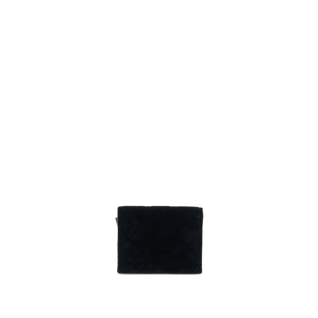 CHANEL FLAP CARD HOLDER GIANT CC LOGO VELVET BLACK LGHW