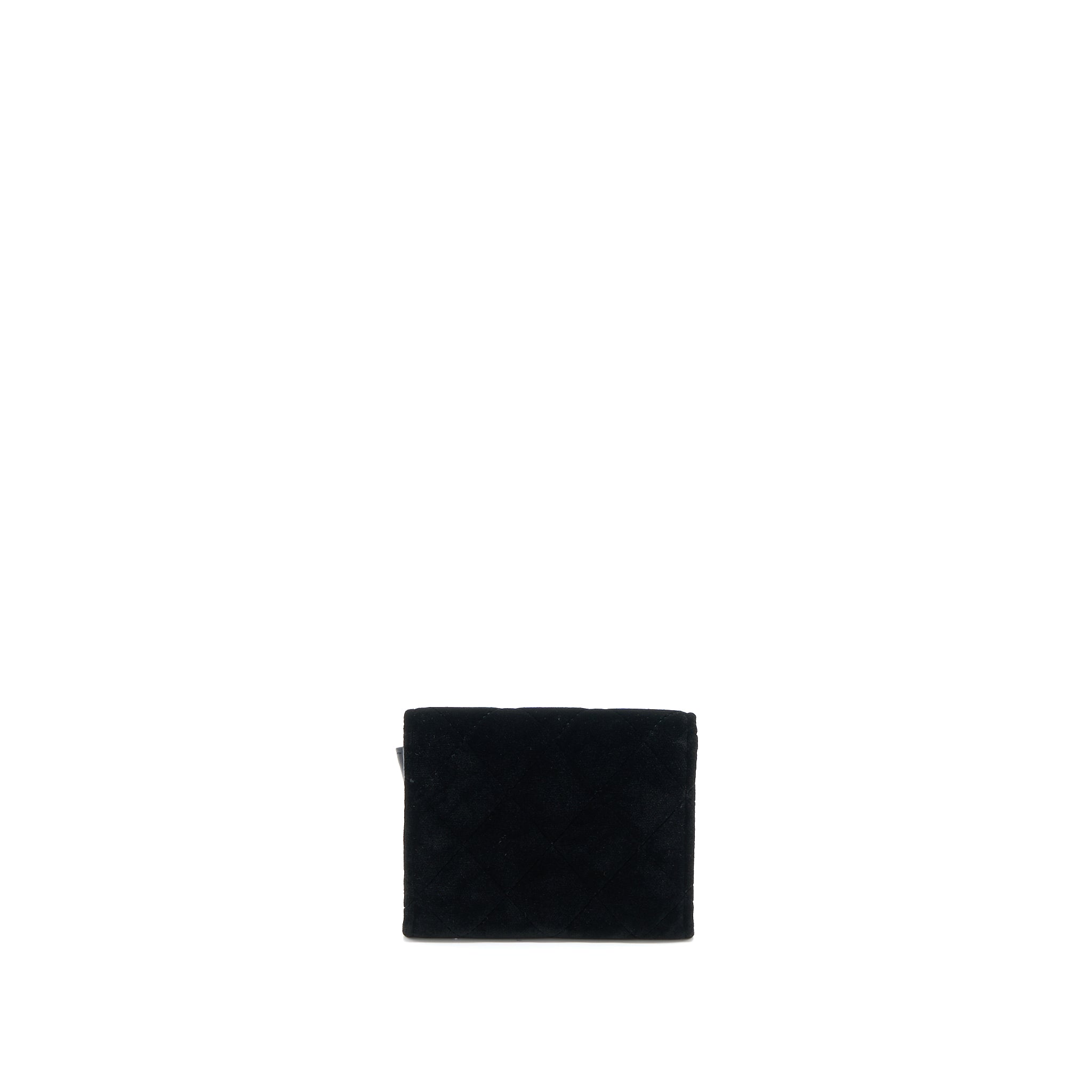 CHANEL FLAP CARD HOLDER GIANT CC LOGO VELVET BLACK LGHW