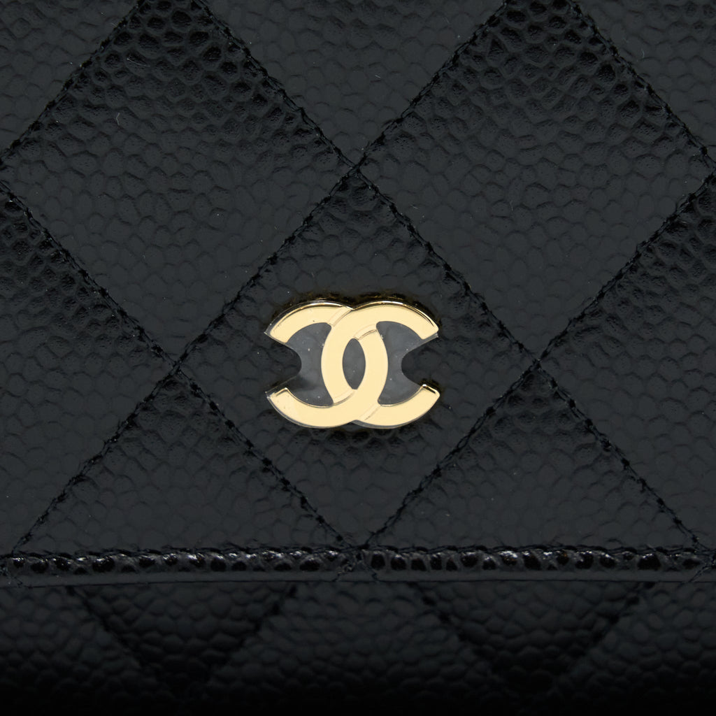 CHANEL CLASSIC WALLET ON CHAIN CAVIAR BLACK GHW (MICROCHIP)