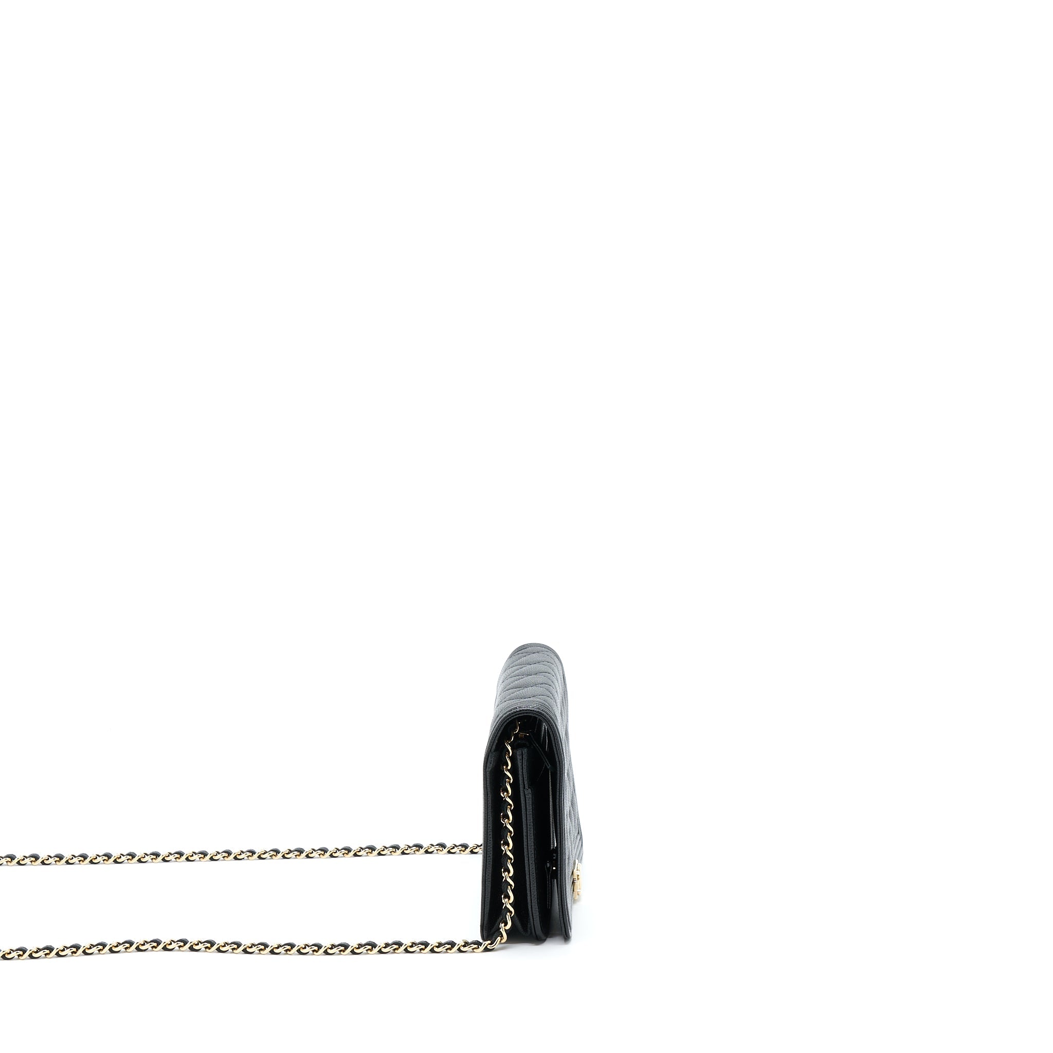CHANEL BOY WALLET ON CHAIN CAVIAR BLACK LGHW