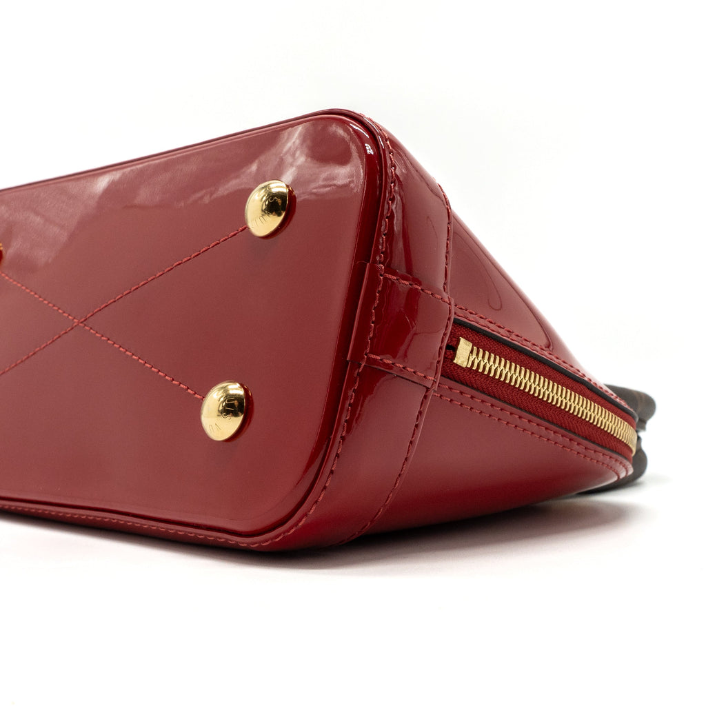LOUIS VUITTON ALMA BB LIMITED EDITION VERNI MIROIR PATENT RED/MONOGRAM CANVAS GHW