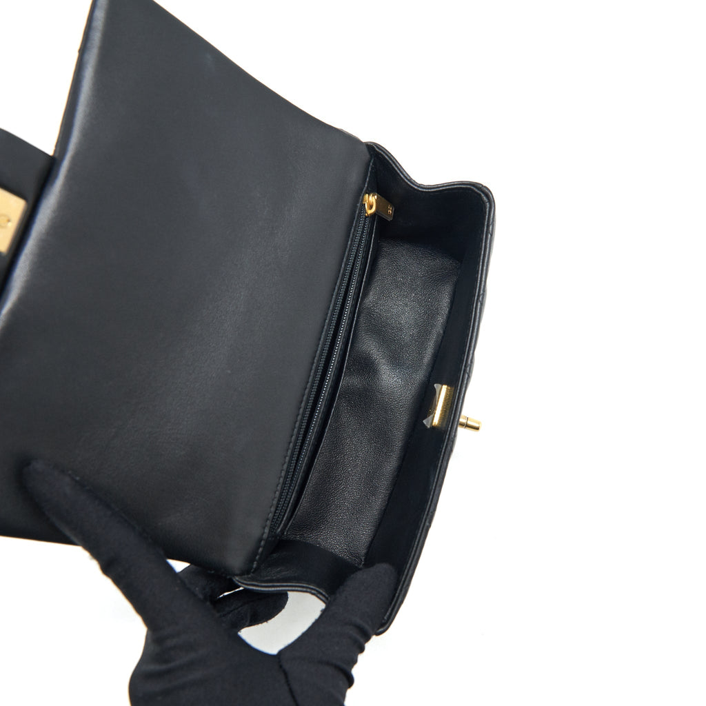 CHANEL TOP HANDLE RECTANGULAR FLAP BAG LAMBSKIN GHW