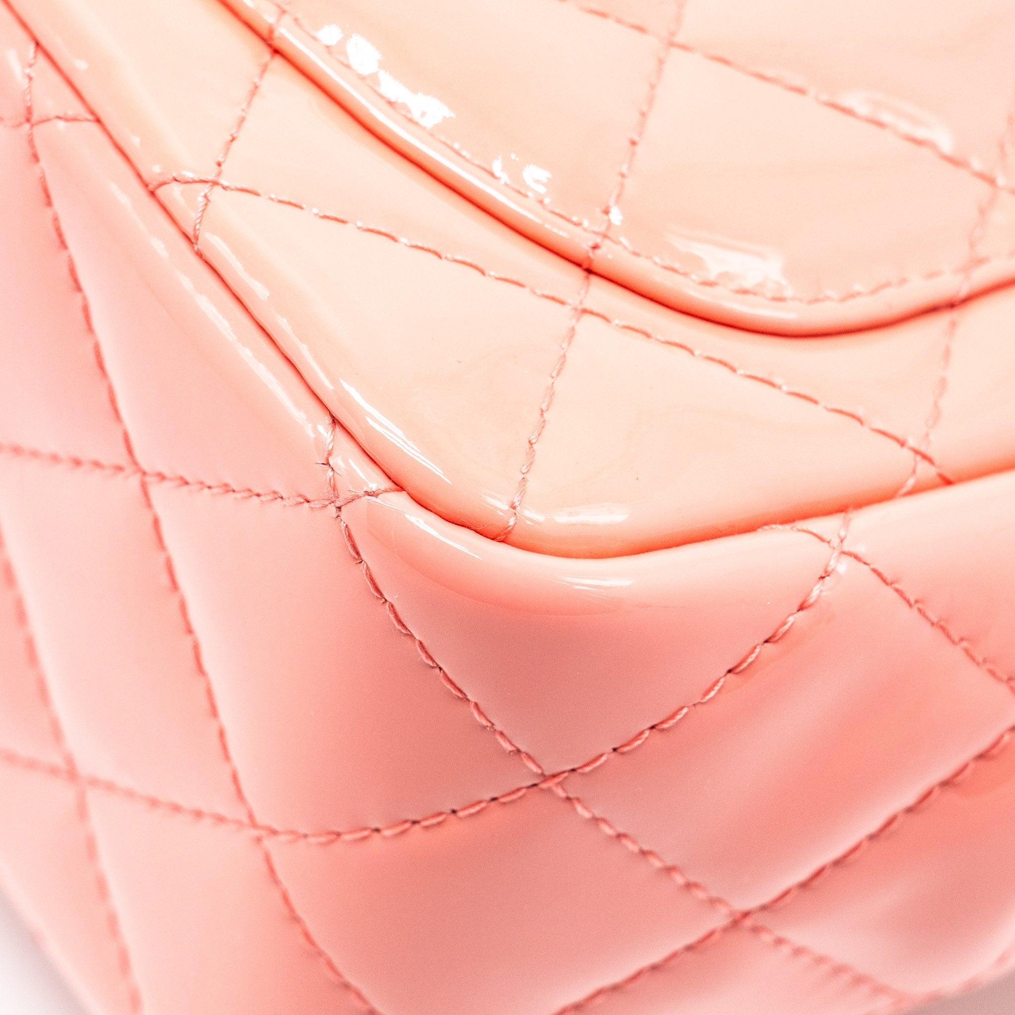 CHANEL MINI SQUARE FLAP BAG PATENT PINK SHW