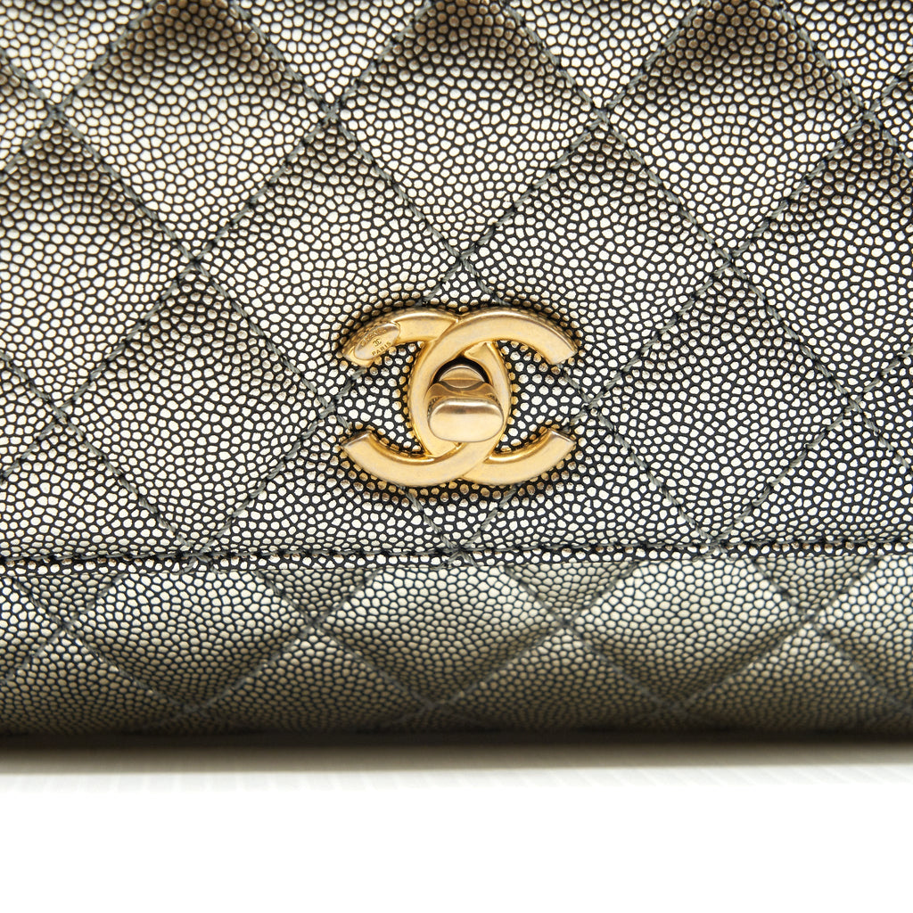 CHANEL SMALL COCO HANDLE 24CM CAVIAR METALLIC SILVER GHW