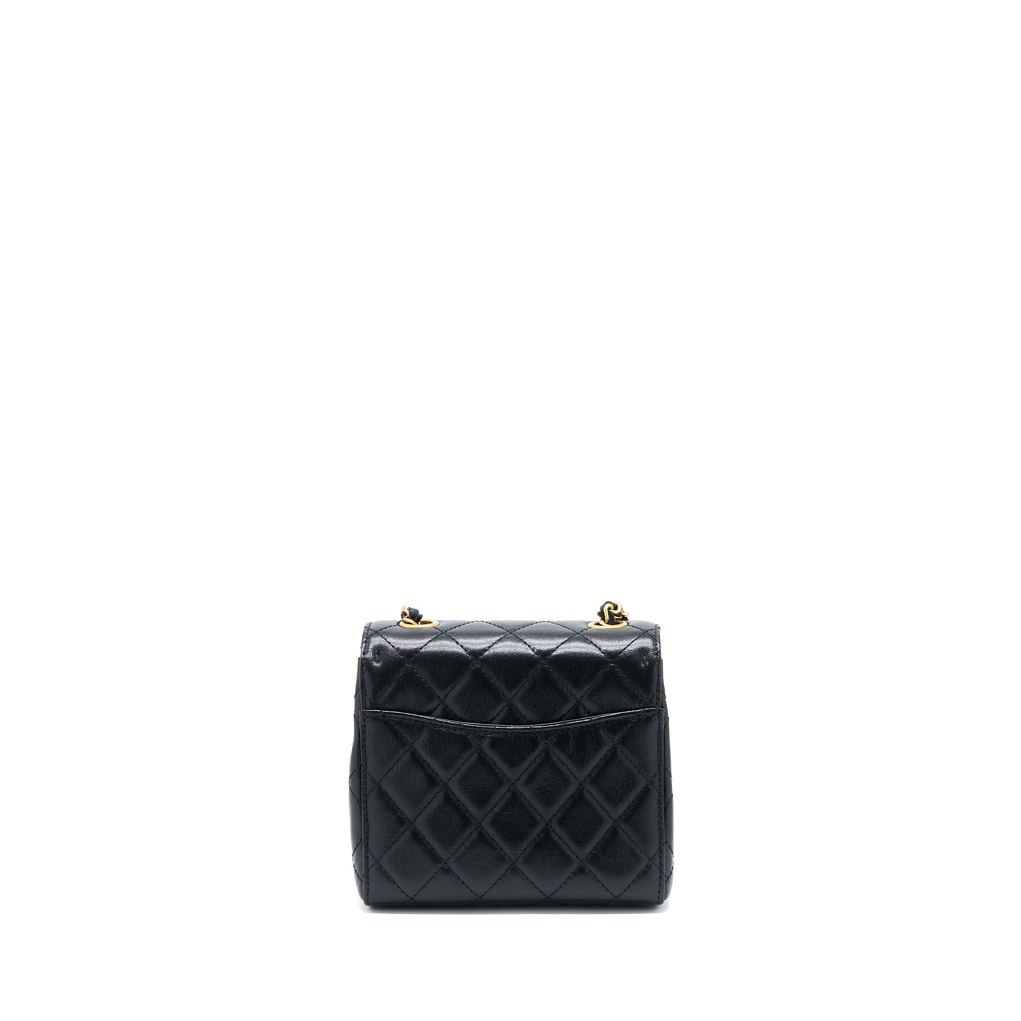 CHANEL 22K RETRO CLASSIC NEW SQUARE MINI FLAP BAG GOATSKIN BLACK GHW (MICROCHIP)