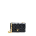 CHANEL 22K GOLD PILLAR ADJUSTMENT CHAIN FLAP BAG LAMBSKIN BLACK GHW (MICROCHIP)