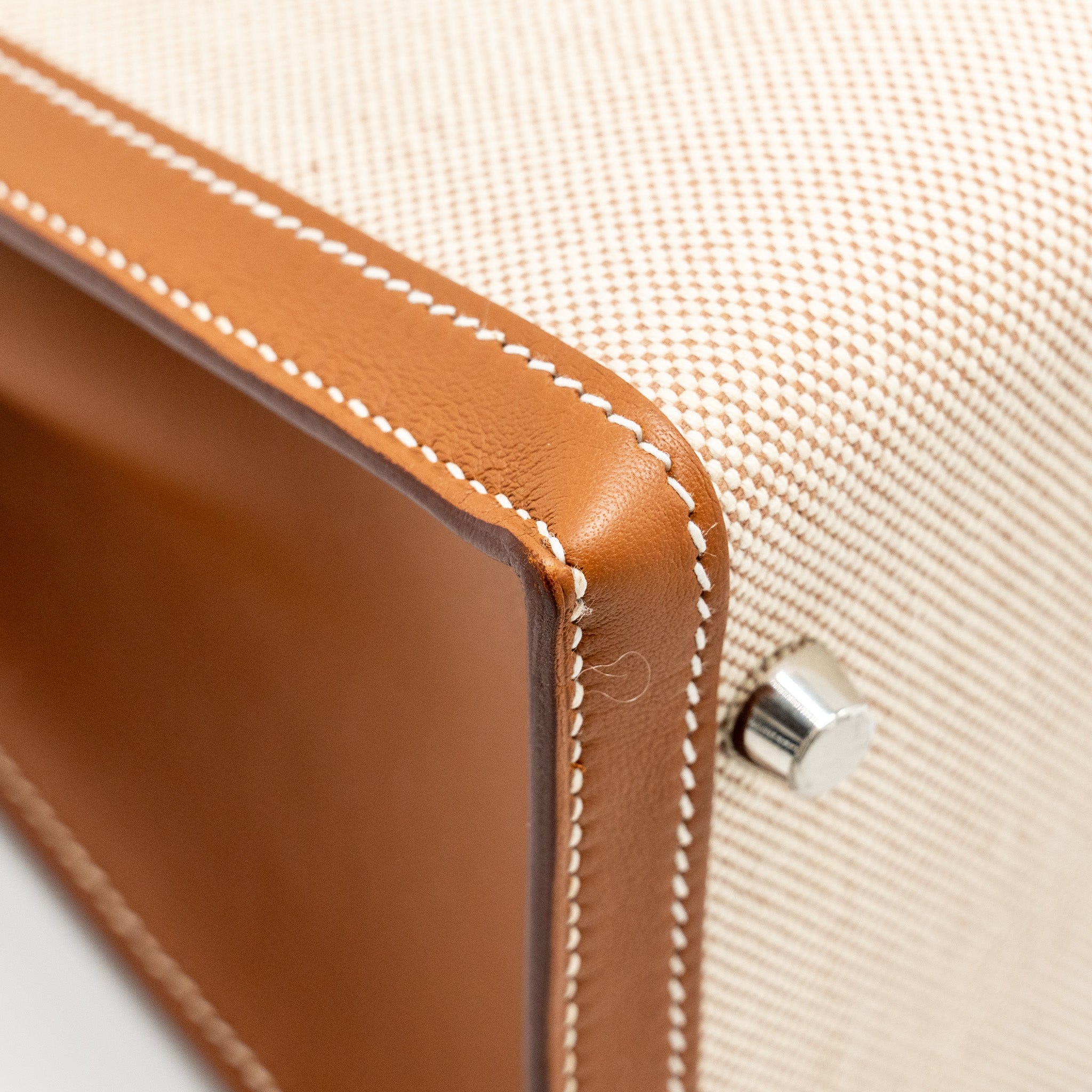 HERMES KELLY 28 SELLIER TOILE H/SWIFT ECRU/GOLD SHW
