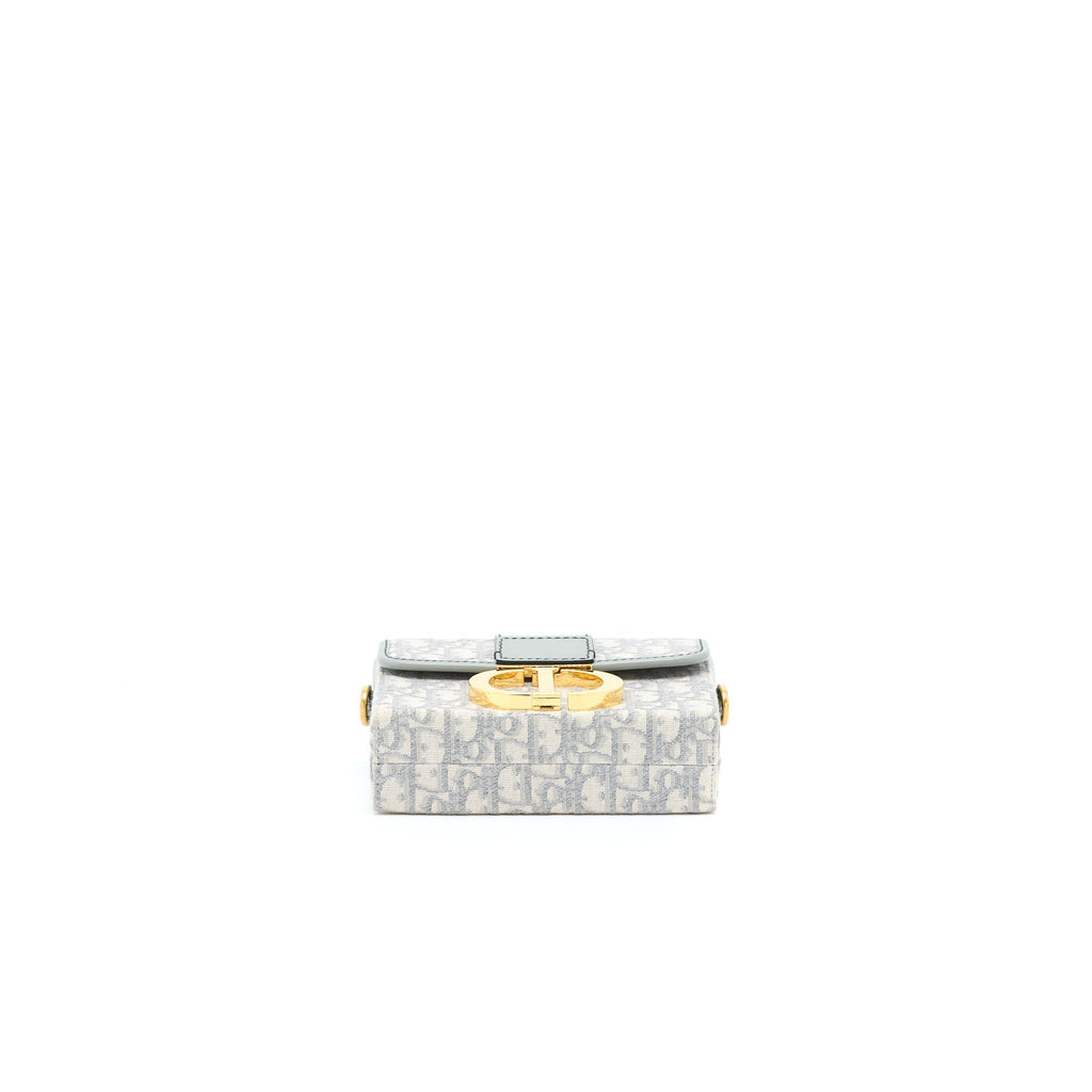 DIOR 30 MONTAIGNE MINI BOX BAG GREY OBLIQUE JACQUARD GHW