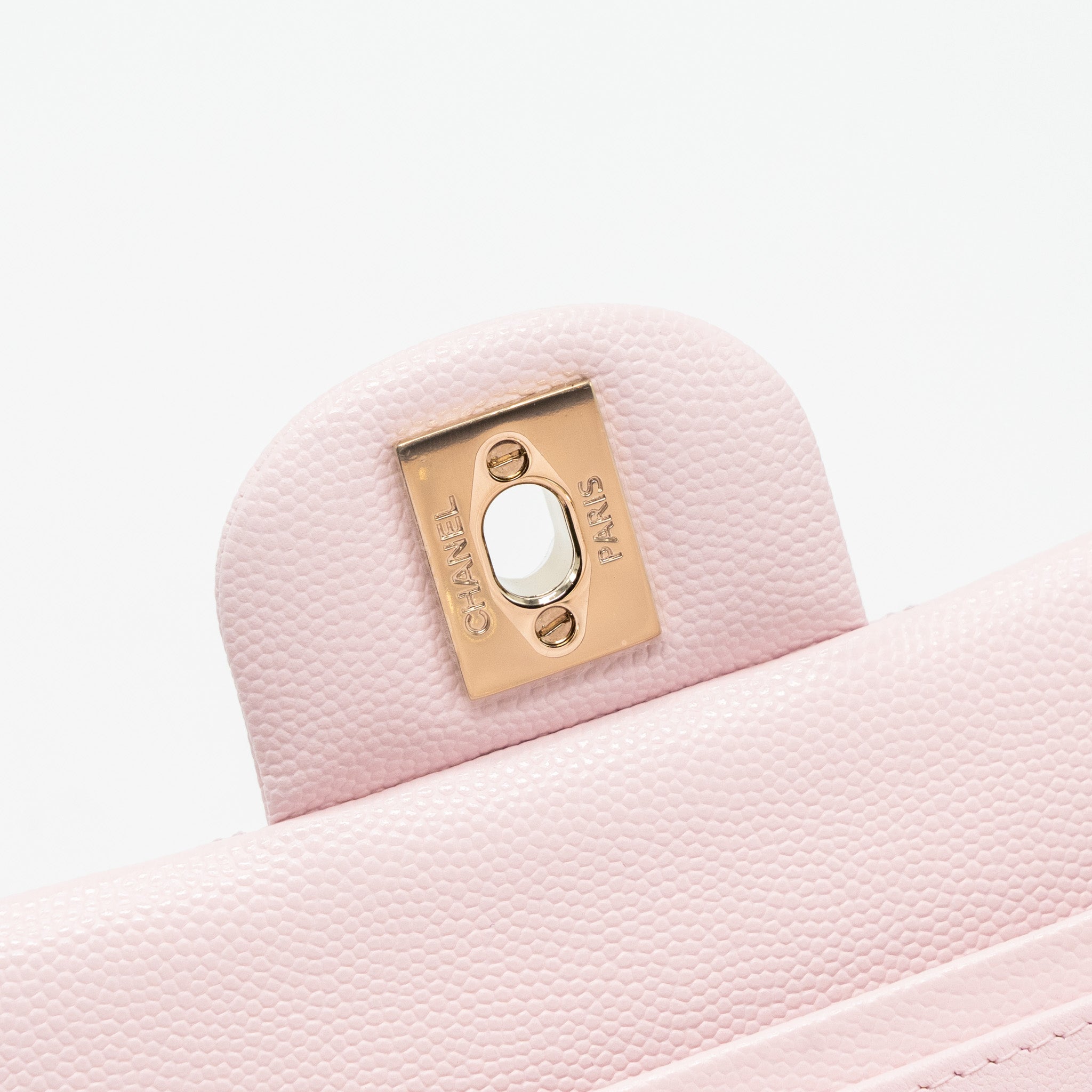 CHANEL MEDIUM CLASSIC DOUBLE FLAP BAG CAVIAR LIGHT PINK LGHW (MICROCHIP)